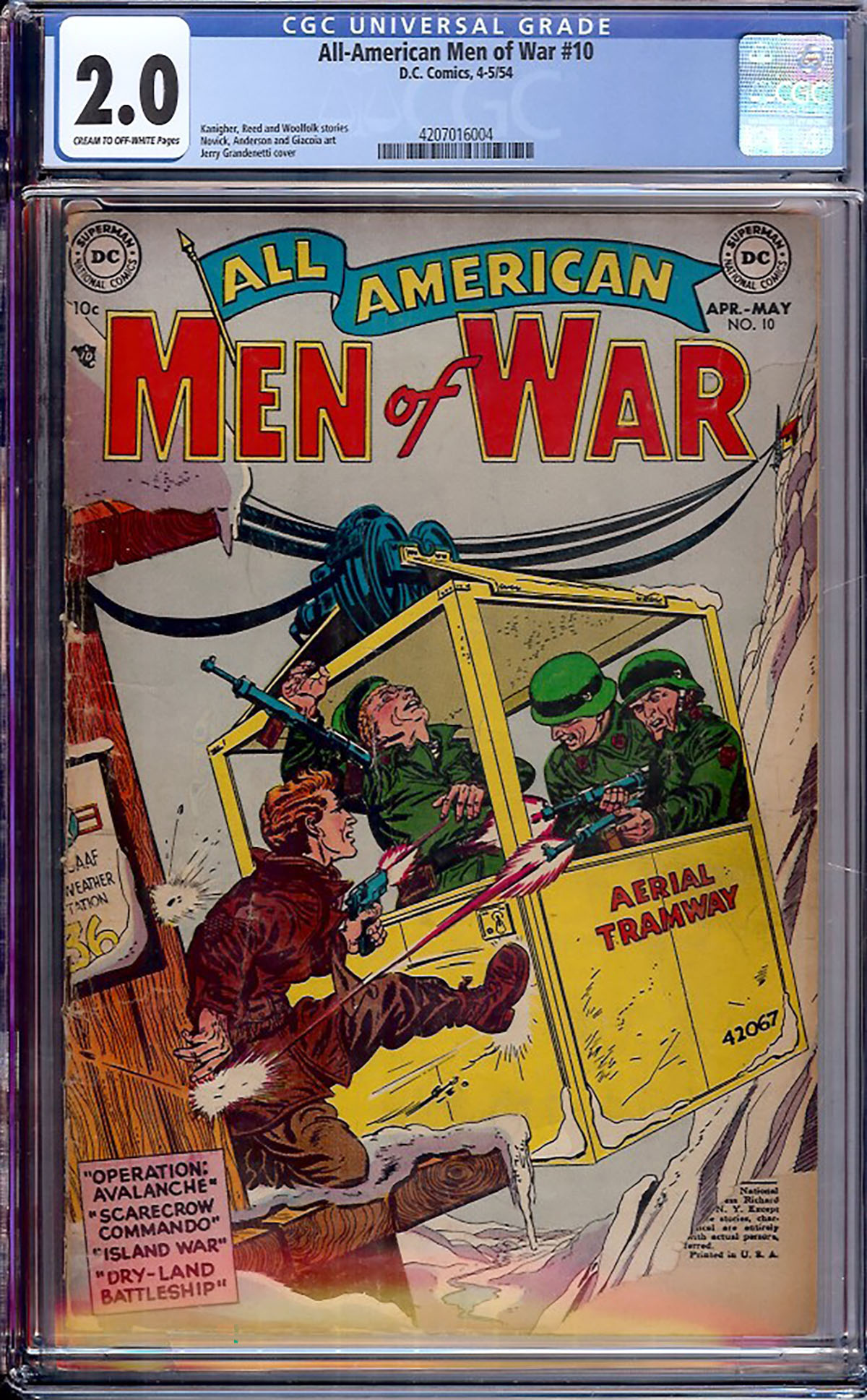 All-American Men of War #10 CGC 2.0 cr/ow