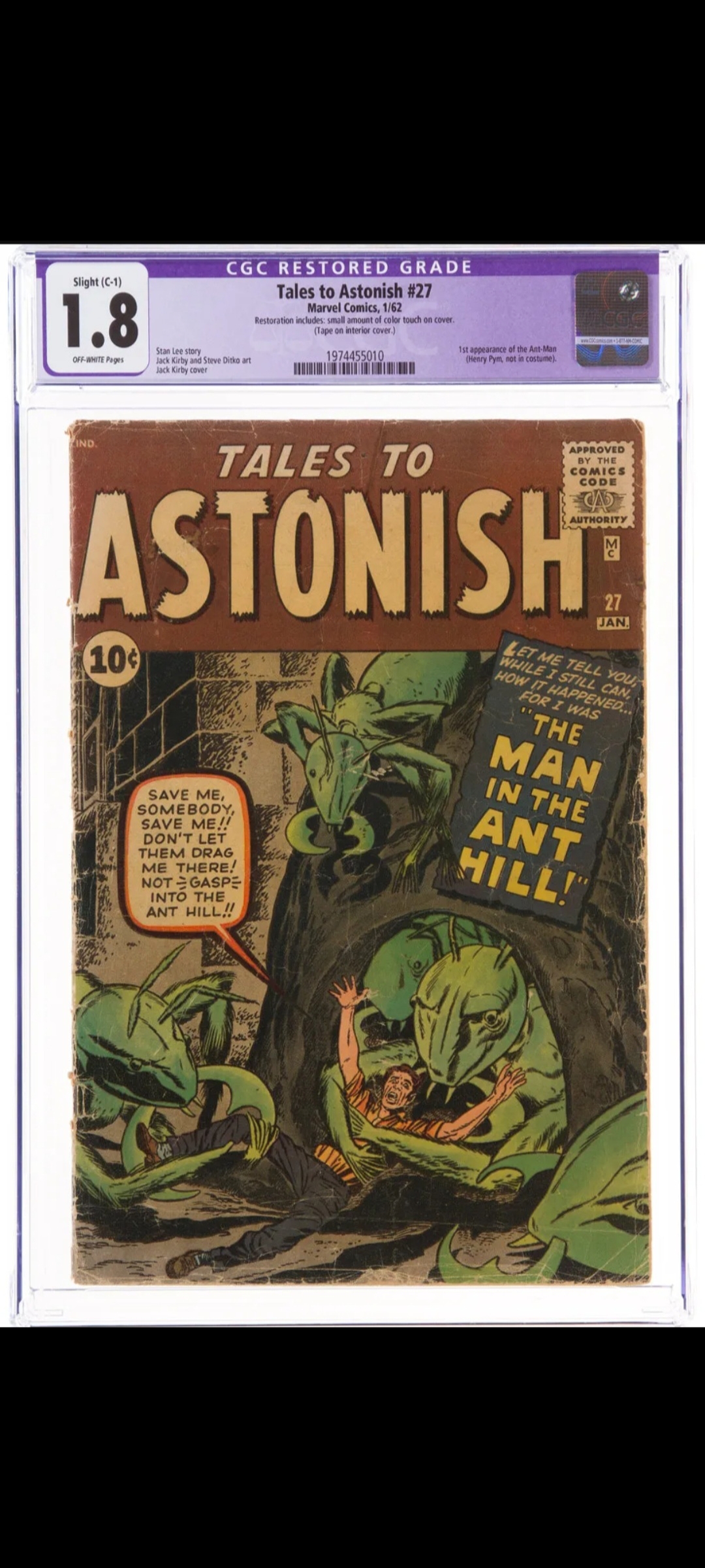 Tales to Astonish #27 CGC 1.8 cr/ow