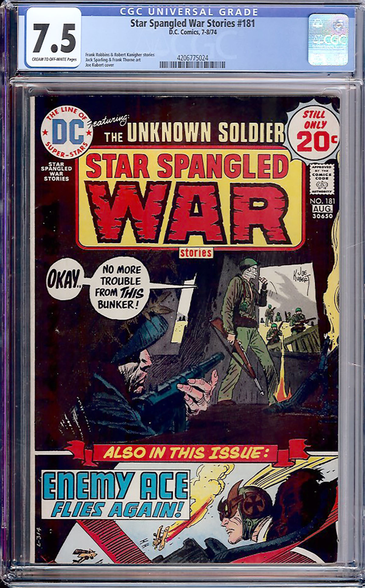 Star Spangled War Stories #181 CGC 7.5 cr/ow