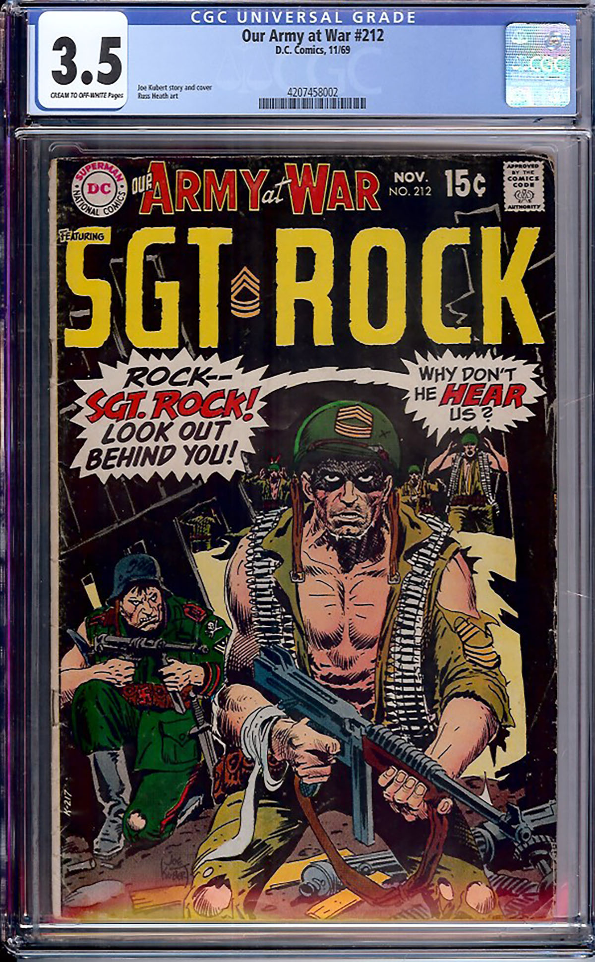 Our Army at War #212 CGC 3.5 cr/ow