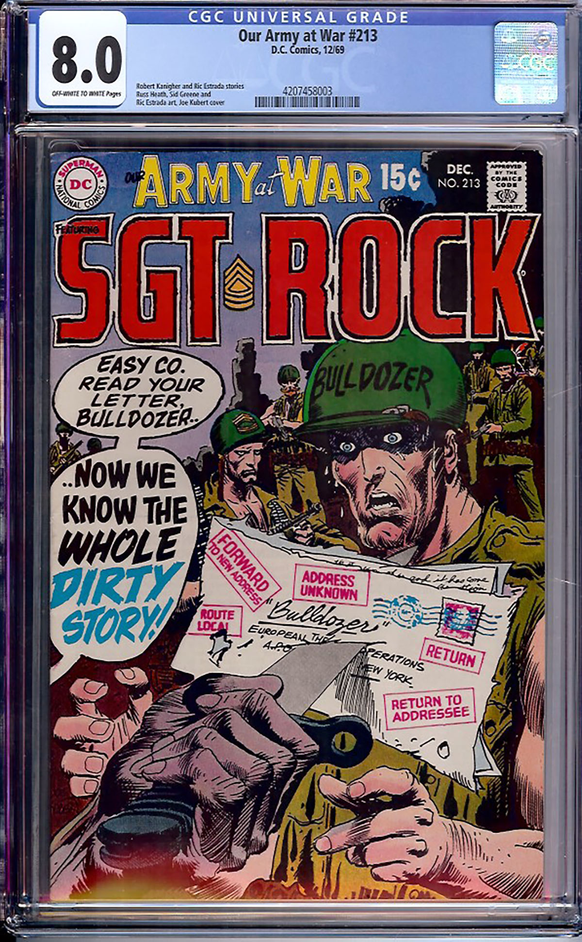Our Army at War #213 CGC 8.0 ow/w