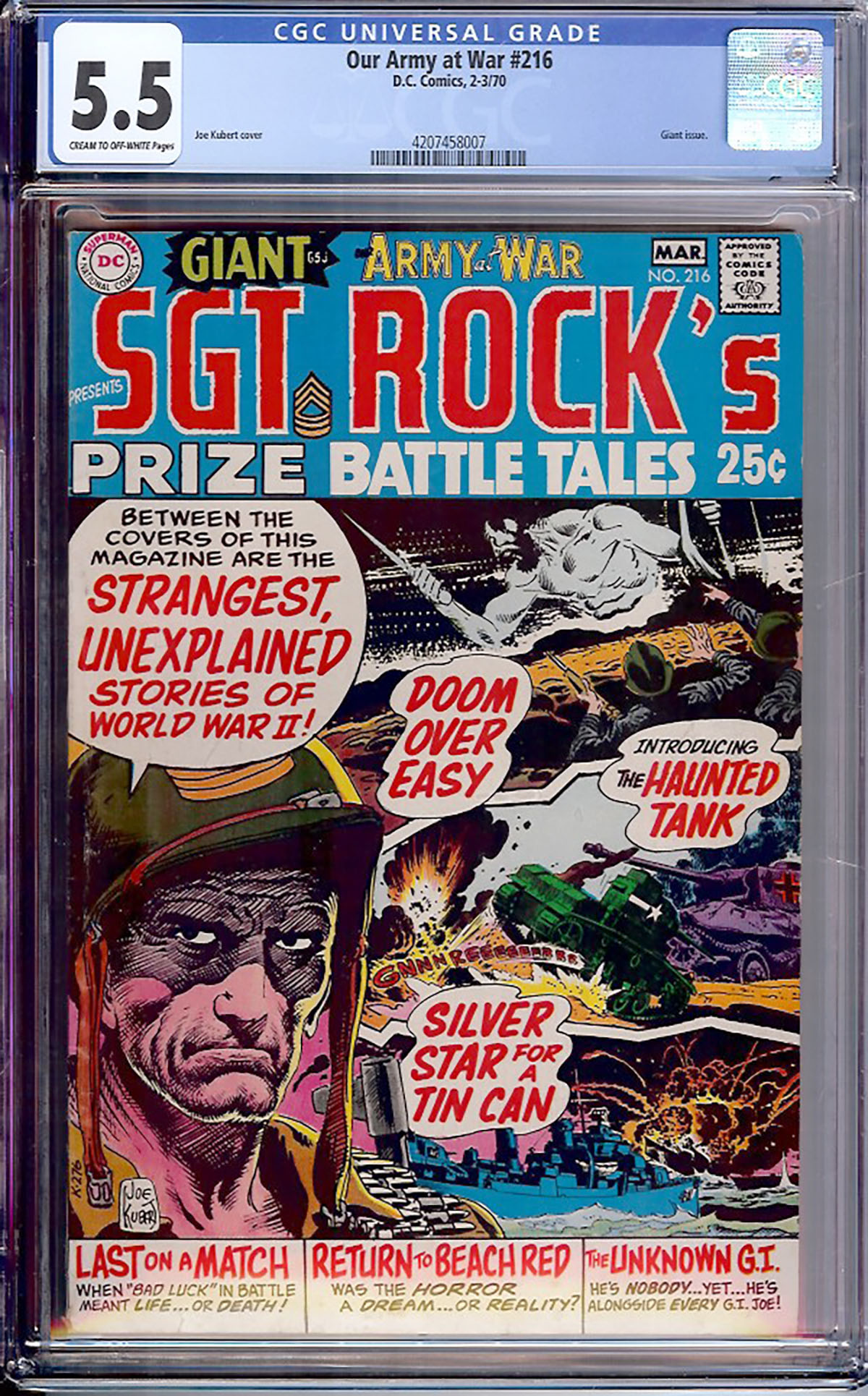 Our Army at War #216 CGC 5.5 cr/ow