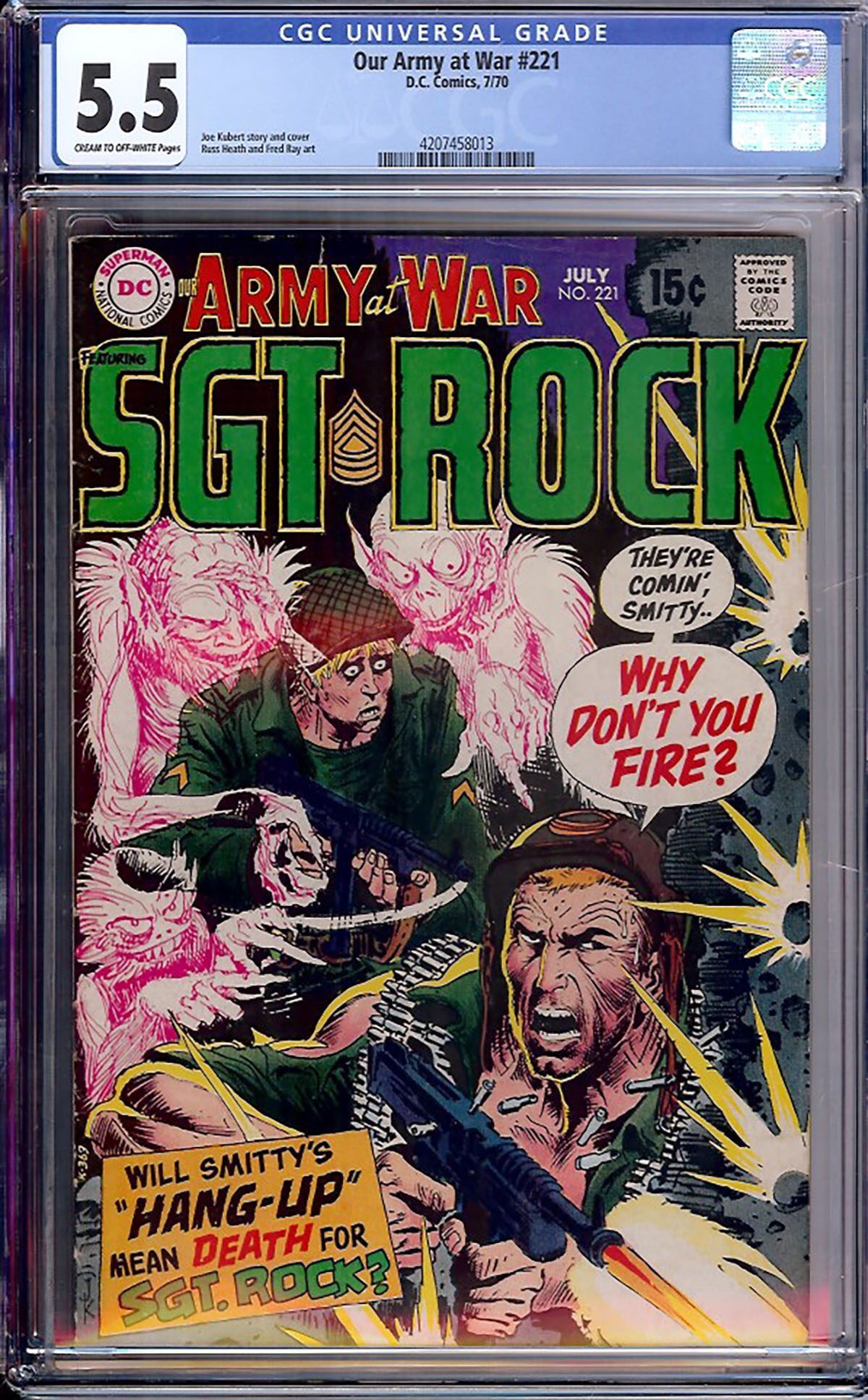 Our Army at War #221 CGC 5.5 cr/ow