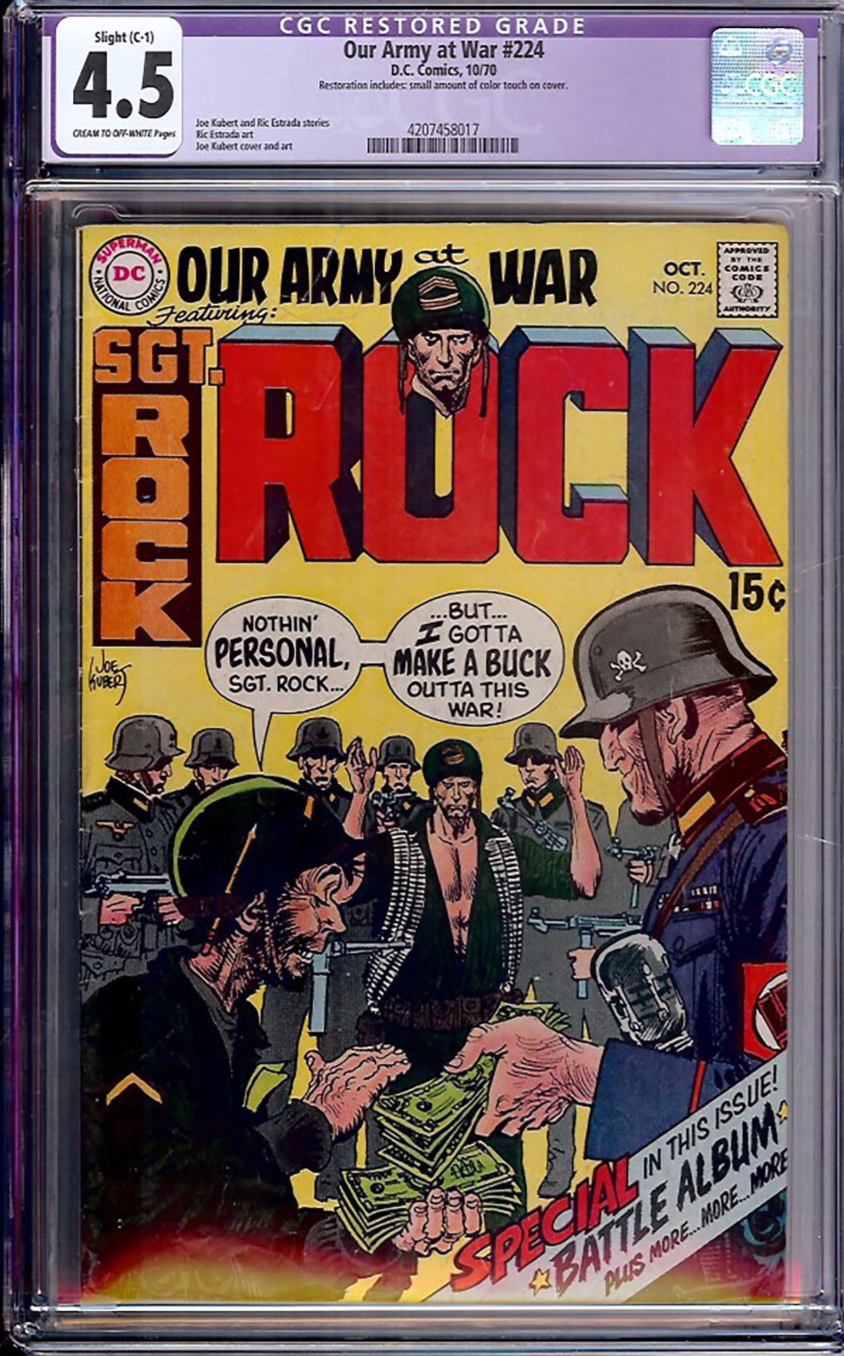 Our Army at War #224 CGC 4.5 cr/ow