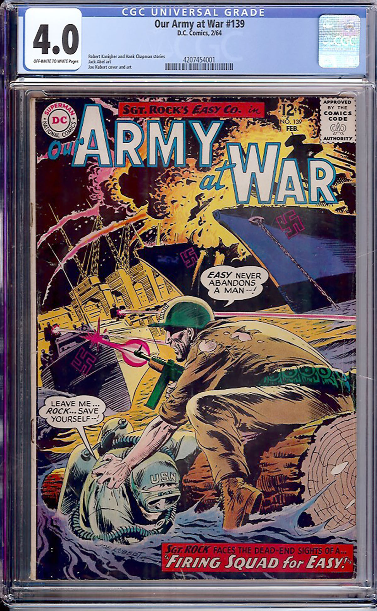 Our Army at War #139 CGC 4.0 ow/w
