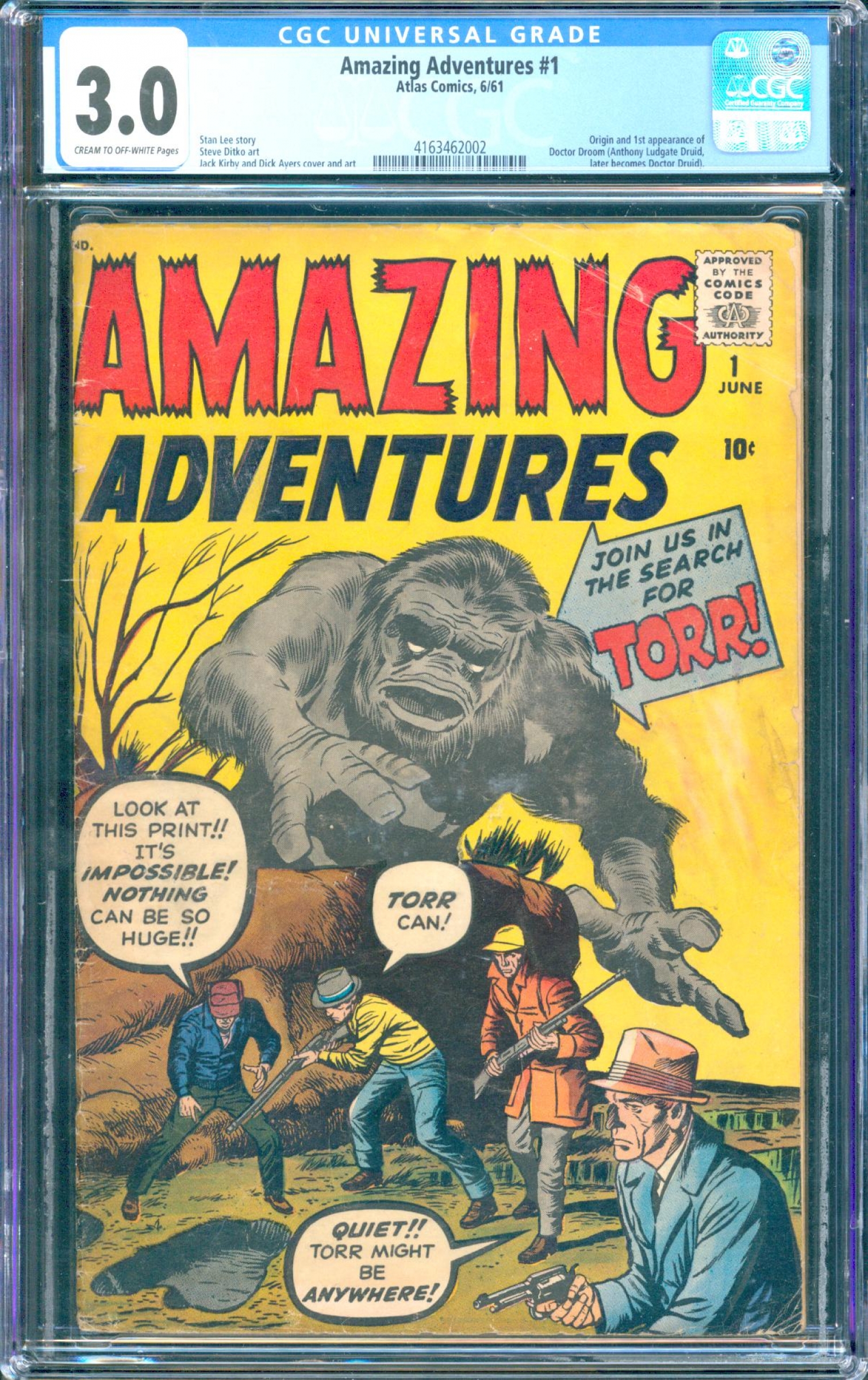 Amazing Adventures #1 CGC 3.0 cr/ow