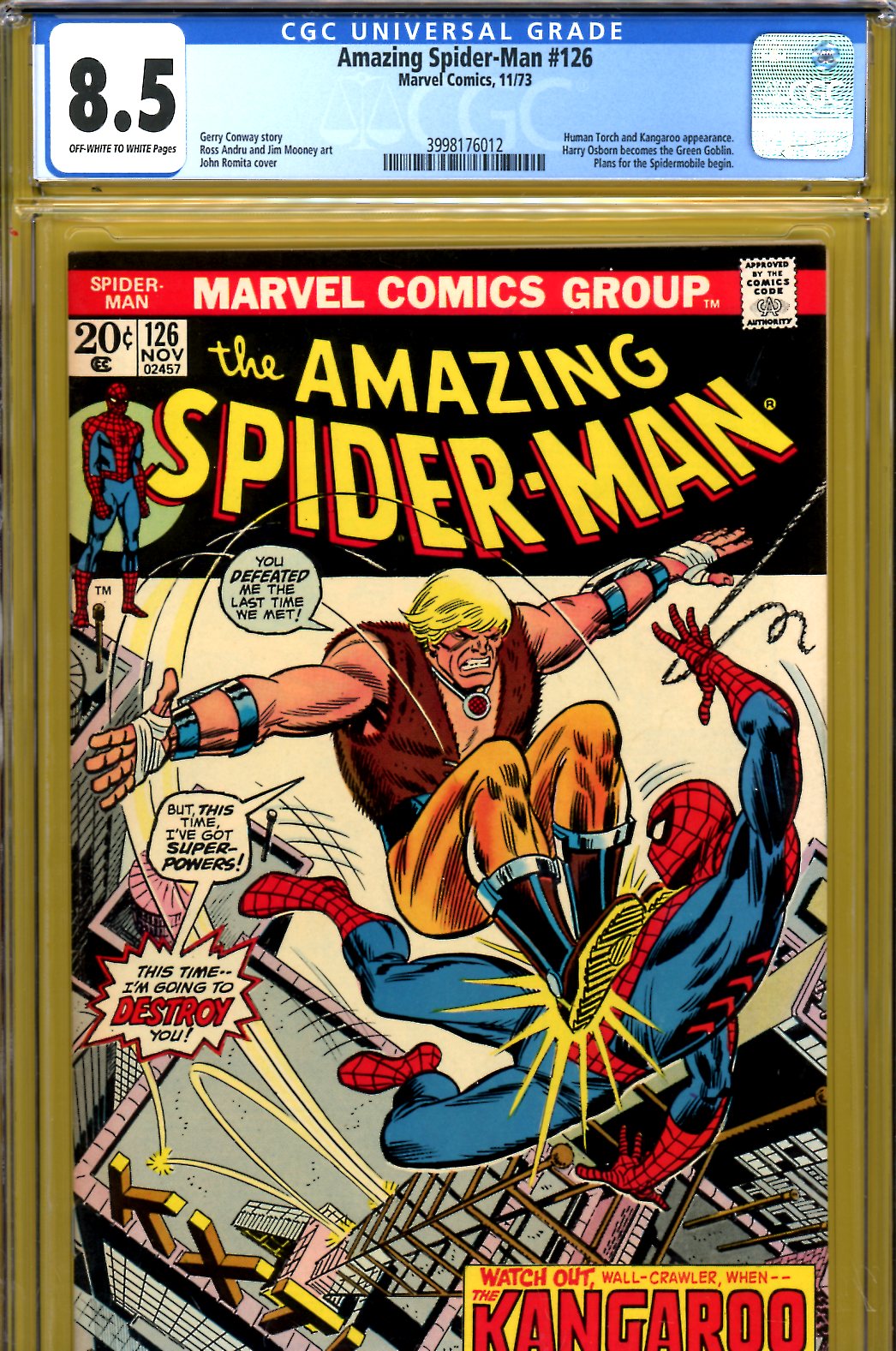 Amazing Spider-Man #126 CGC 8.5 ow/w