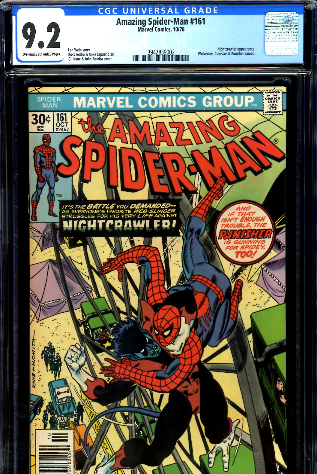 Amazing Spider-Man #161 CGC 9.2 ow/w