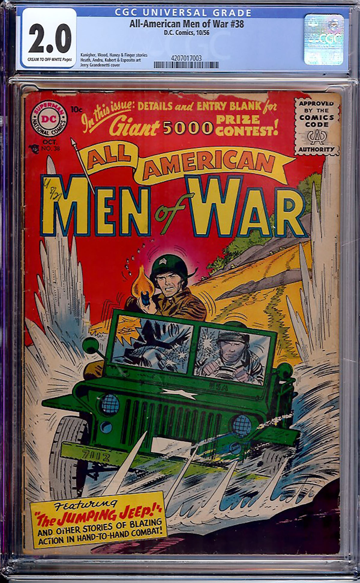 All-American Men of War #38 CGC 2.0 cr/ow