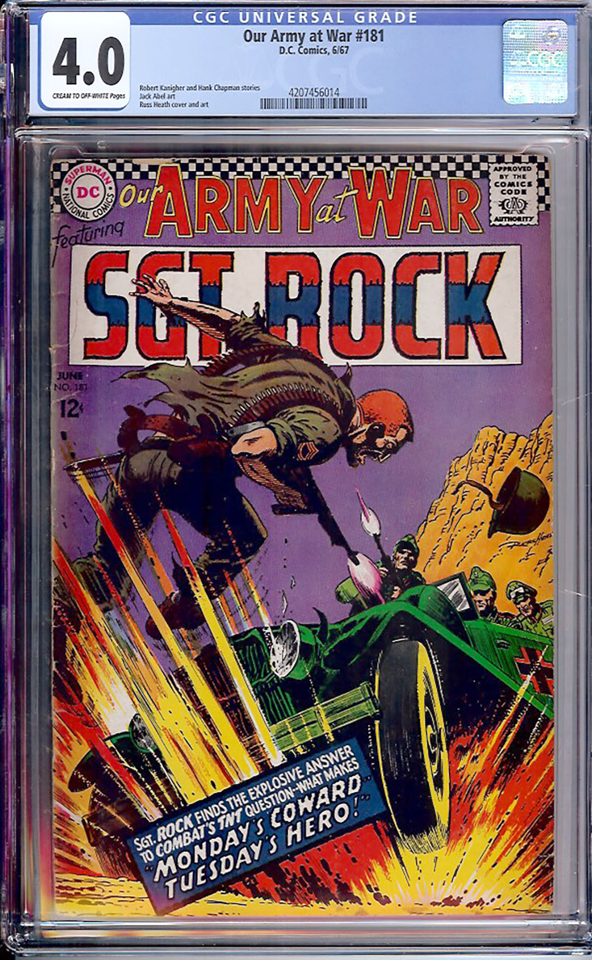Our Army at War #181 CGC 4.0 cr/ow