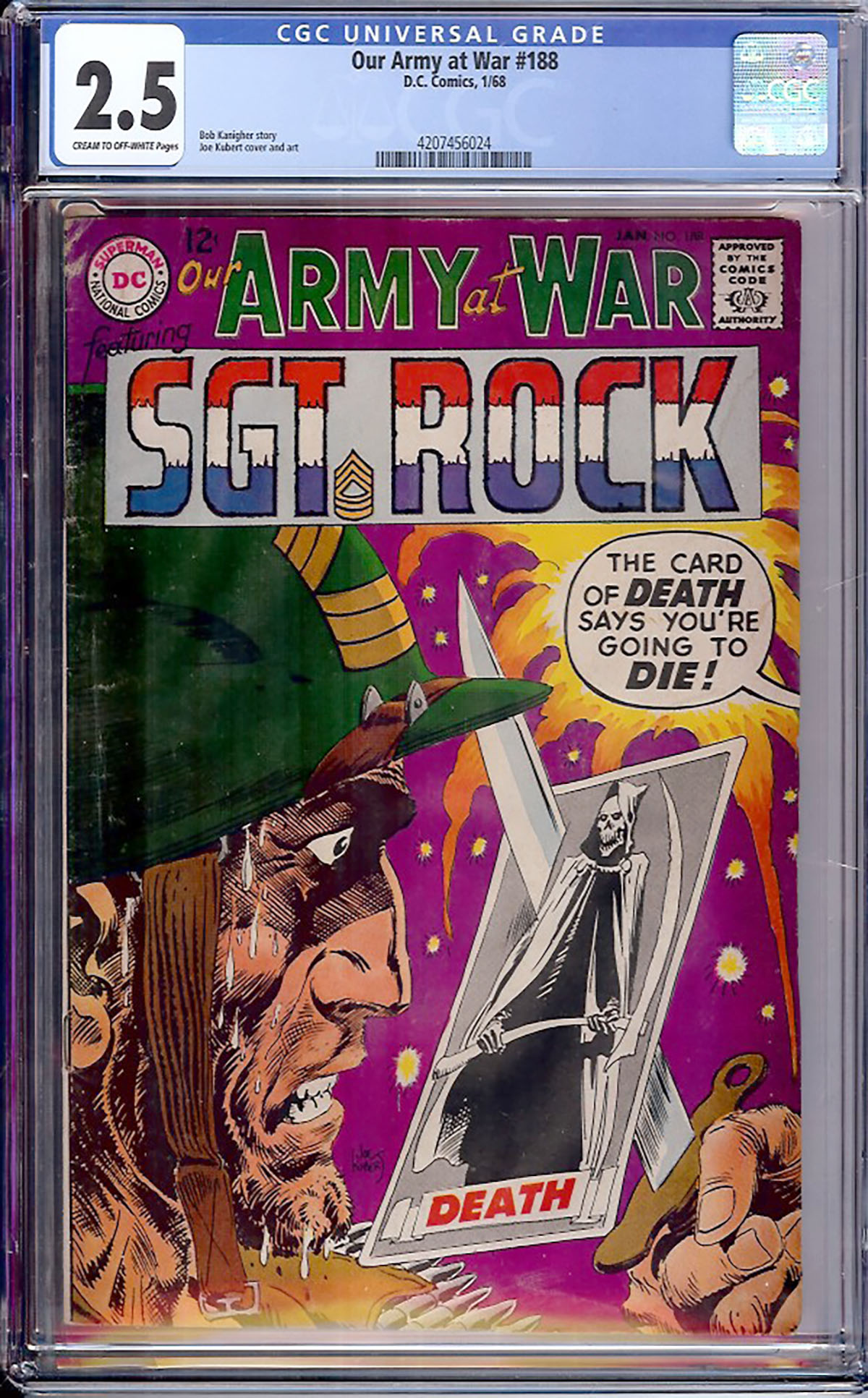 Our Army at War #188 CGC 2.5 cr/ow