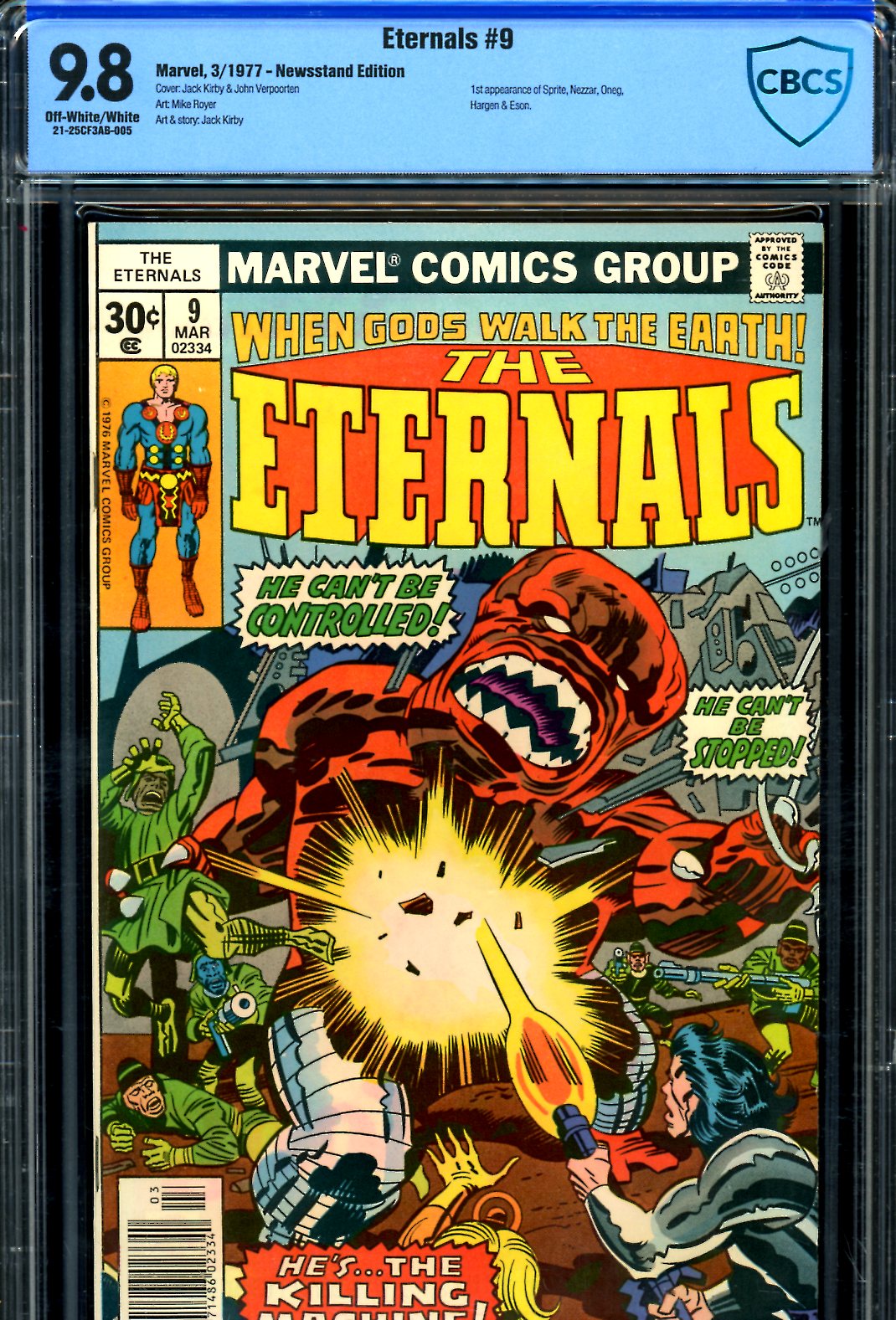 Eternals #9 CBCS 9.8 ow/w Newsstand Edition