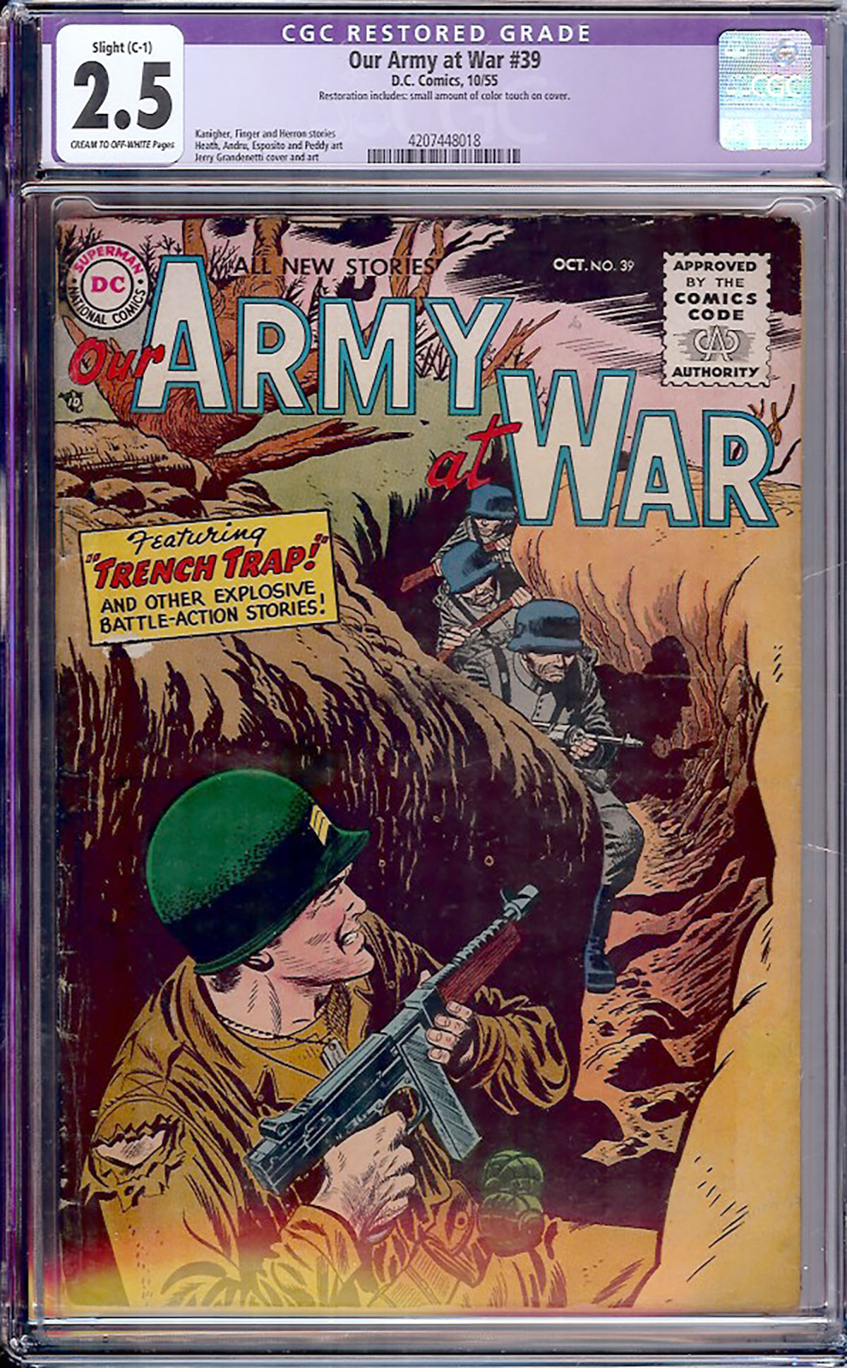 Our Army at War #39 CGC 2.5 cr/ow