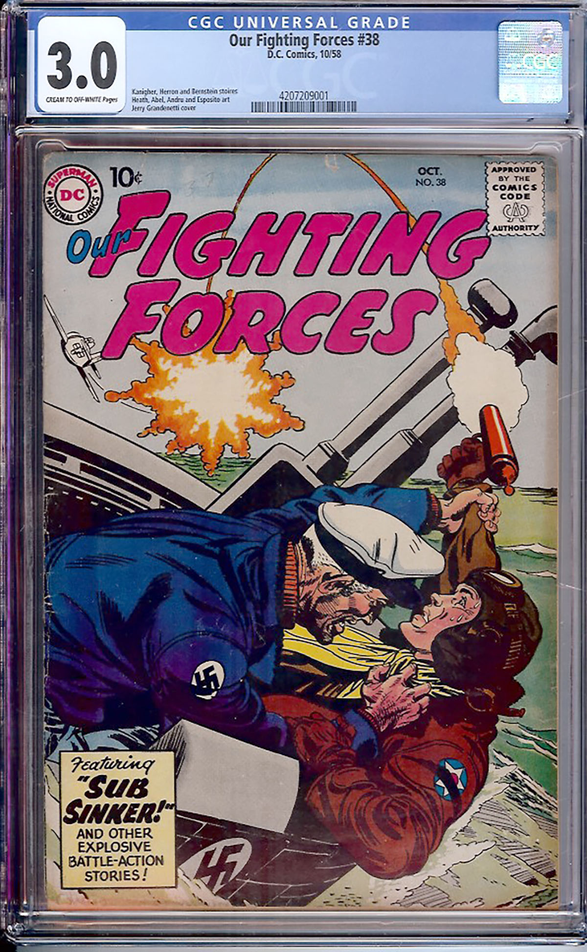 Our Fighting Forces #38 CGC 3.0 cr/ow