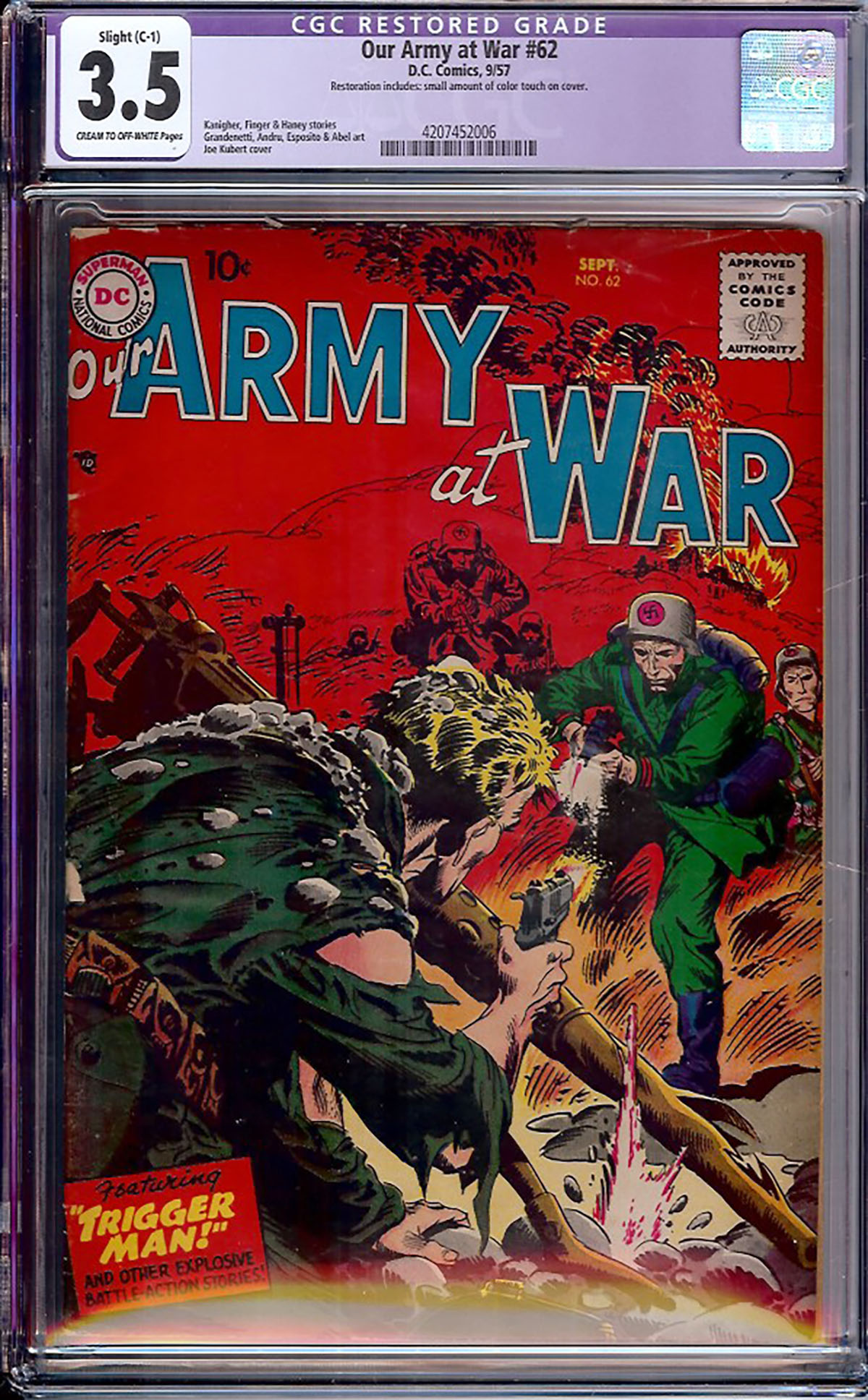 Our Army at War #62 CGC 3.5 cr/ow