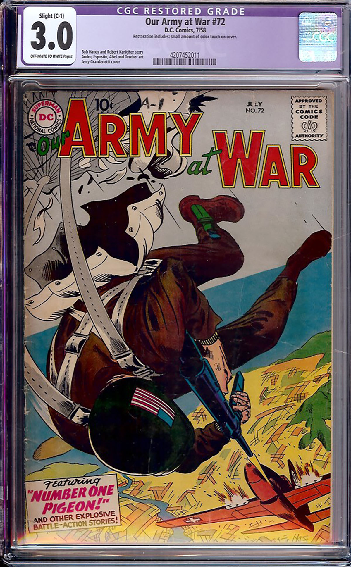 Our Army at War #72 CGC 3.0 ow/w