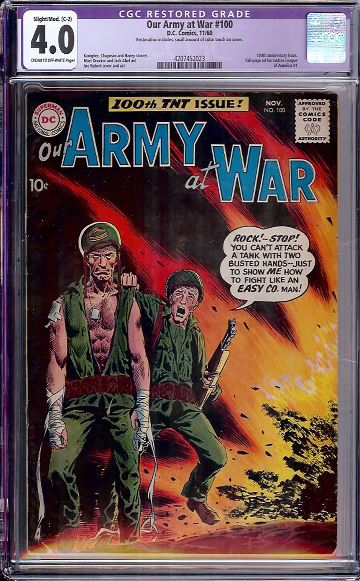 Our Army at War #100 CGC 4.0 cr/ow