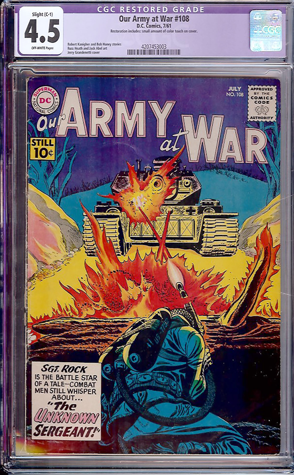 Our Army at War #108 CGC 4.5 ow