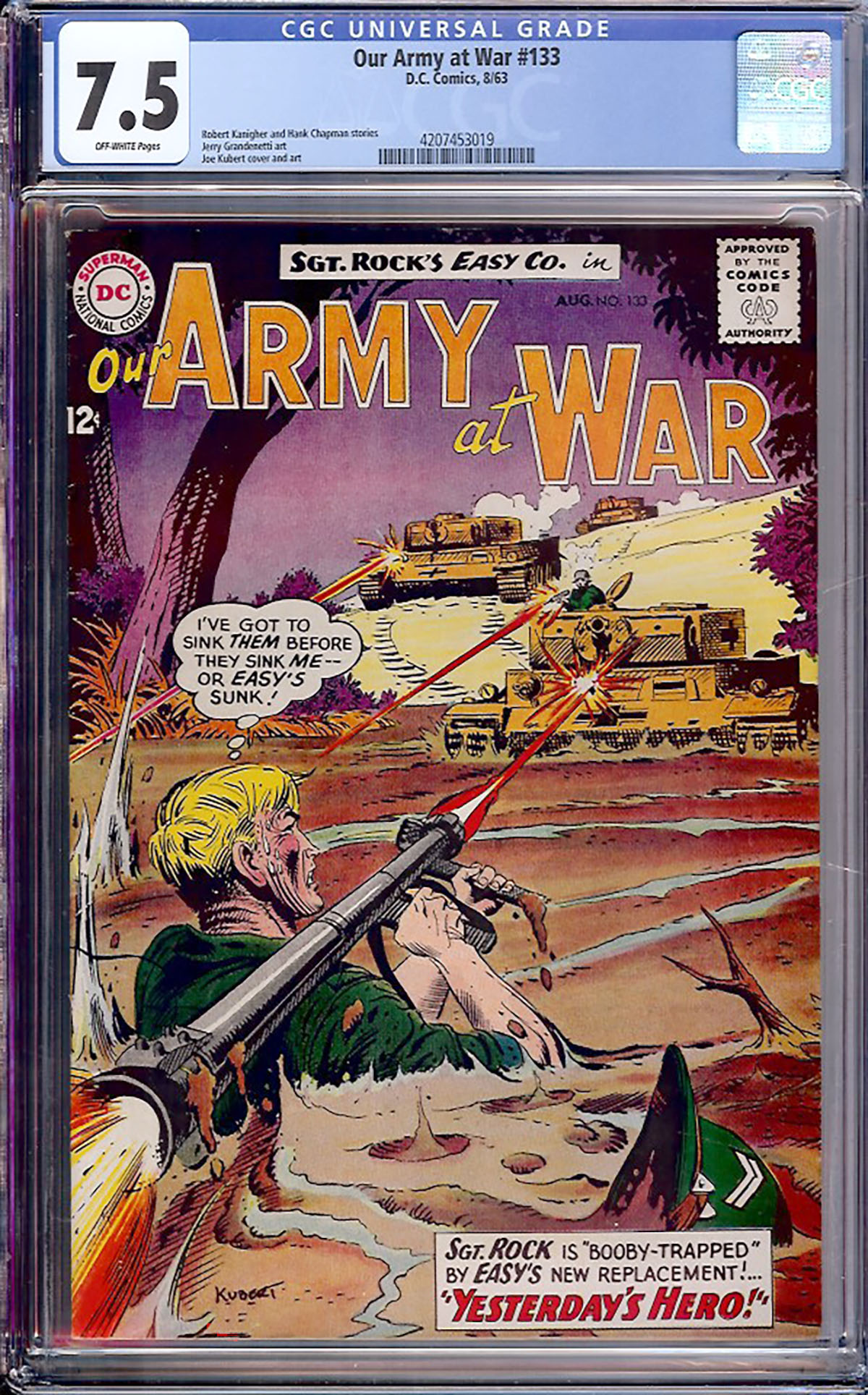 Our Army at War #133 CGC 7.5 ow