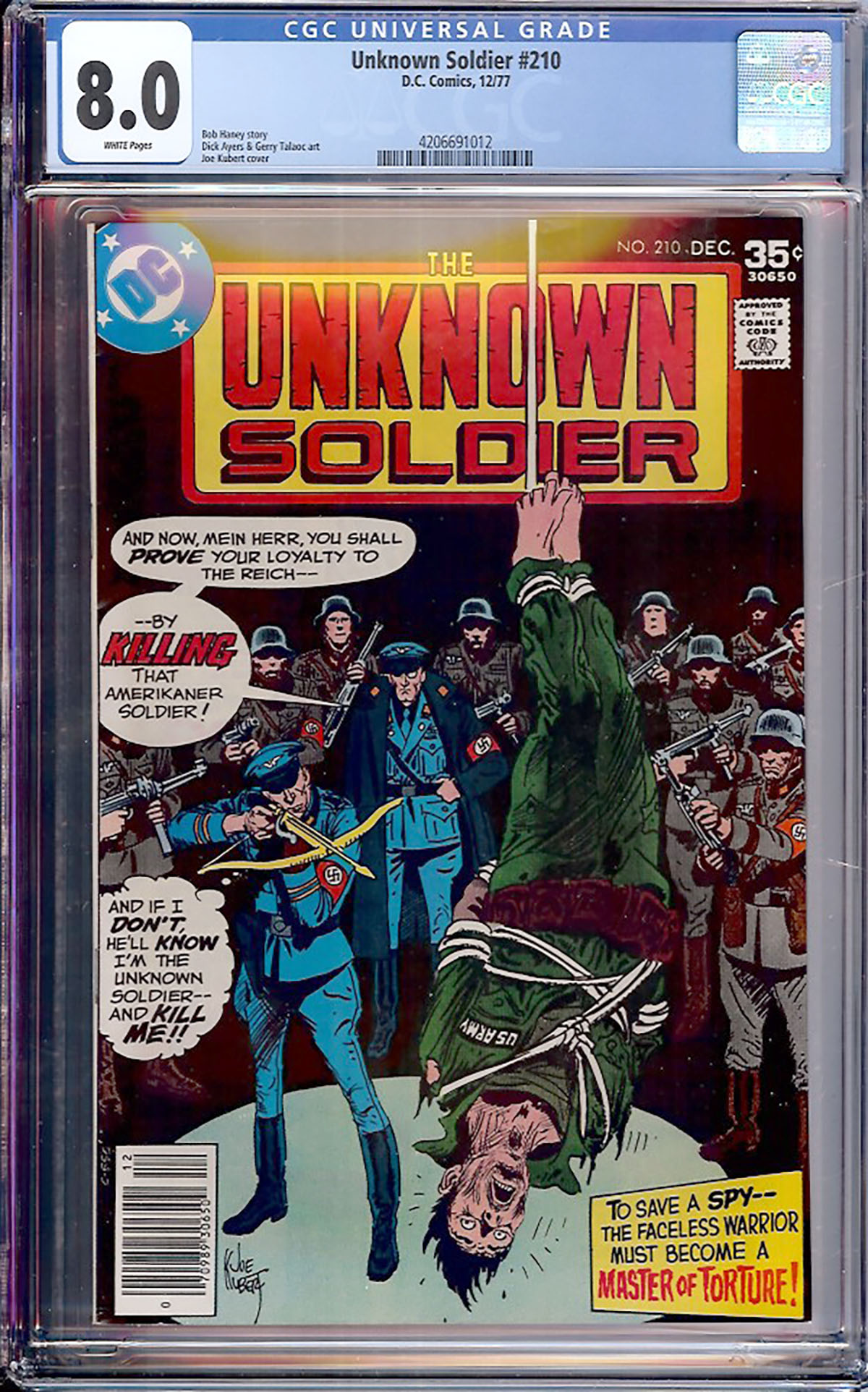 Unknown Soldier #210 CGC 8.0 w