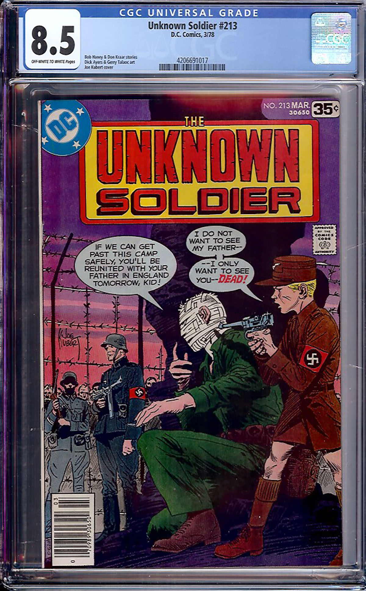 Unknown Soldier #213 CGC 8.5 ow/w