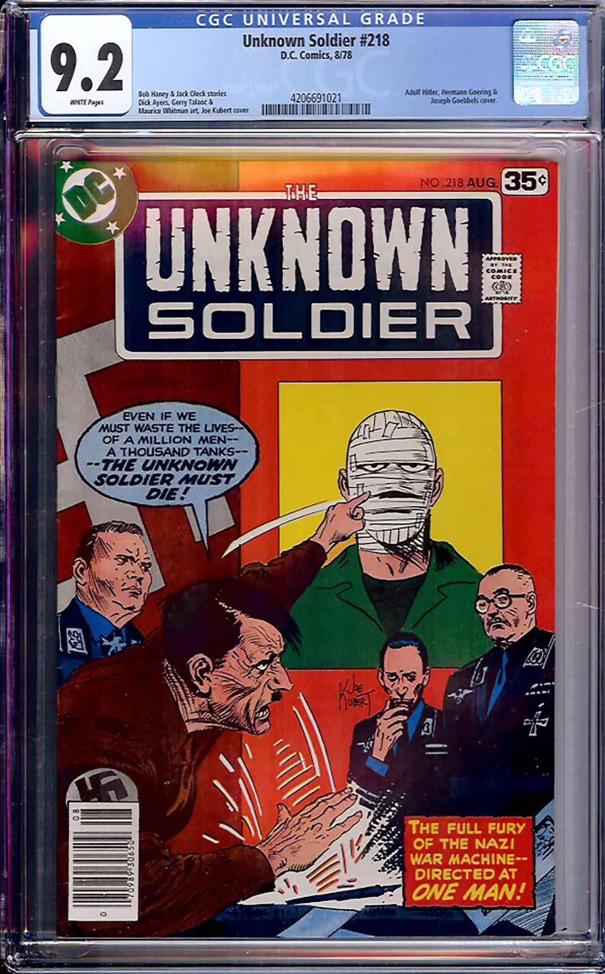Unknown Soldier #218 CGC 9.2 w