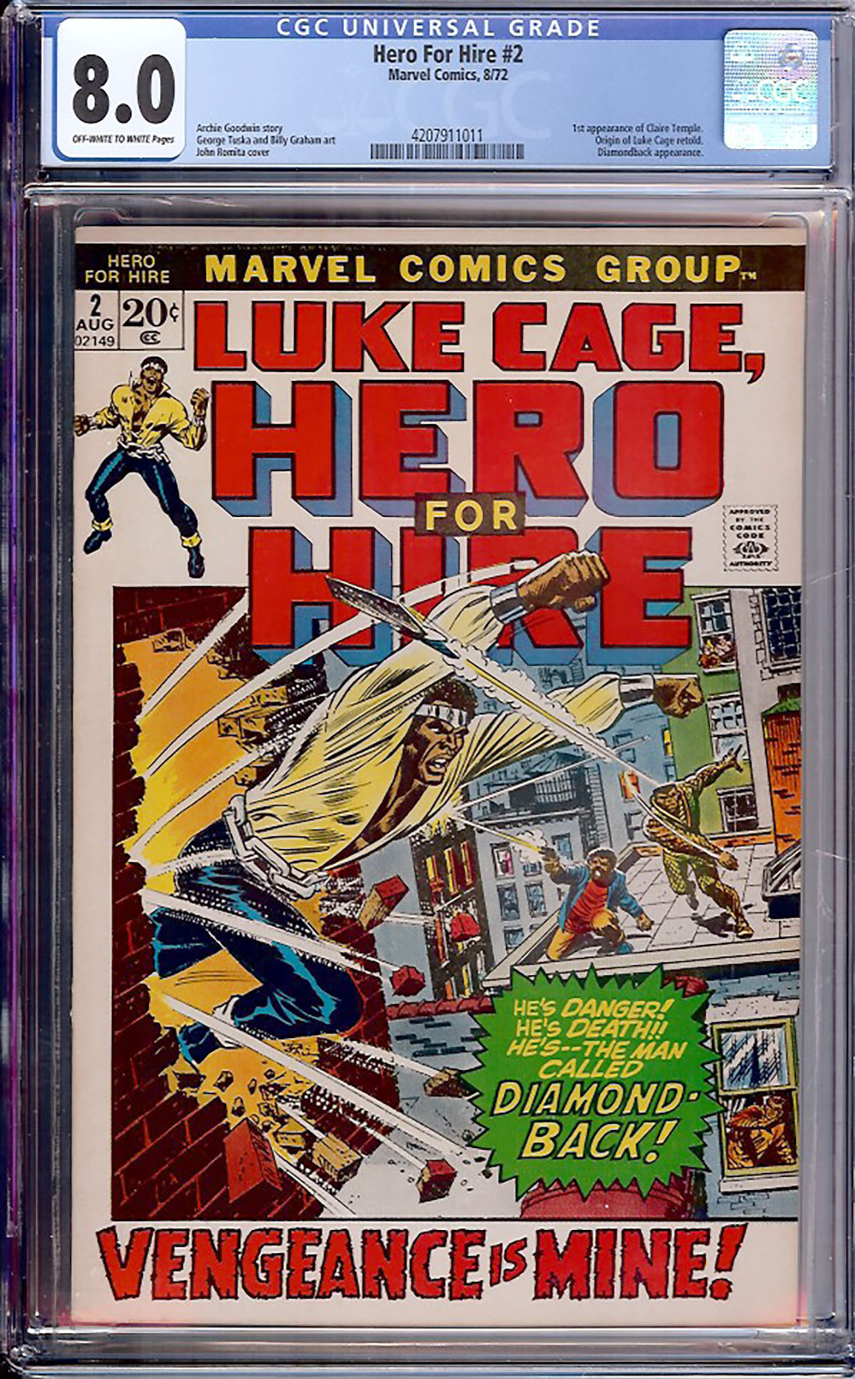 Hero For Hire #2 CGC 8.0 ow/w
