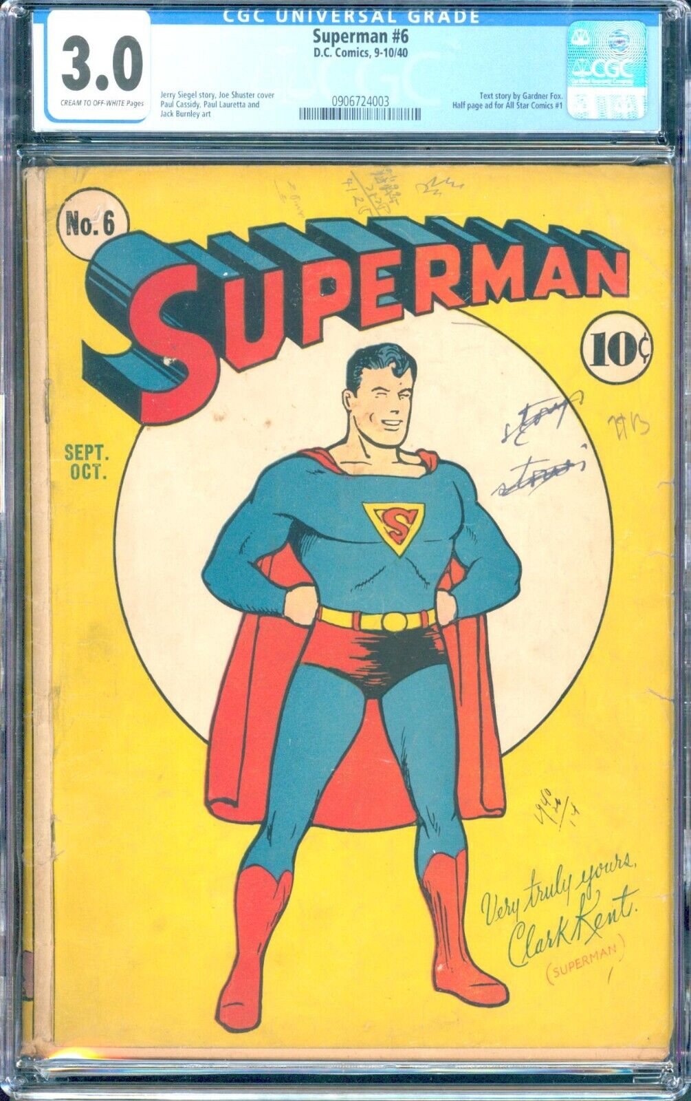 Superman #6 CGC 3.0 cr/ow