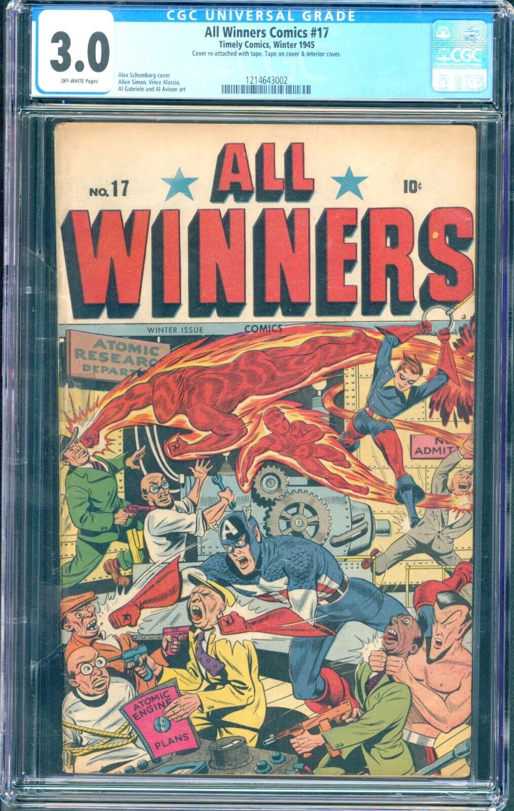 All Winners Comics #17 CGC 3.0 ow