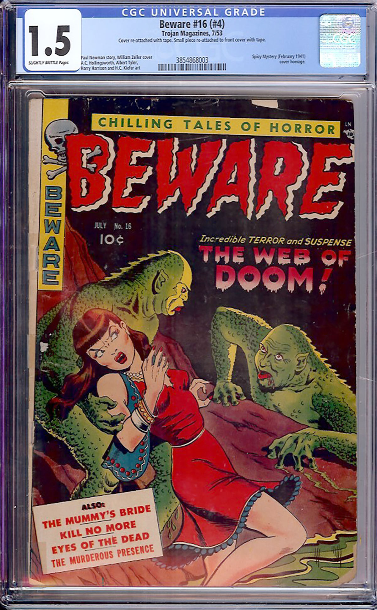 Beware #16 CGC 1.5 sb