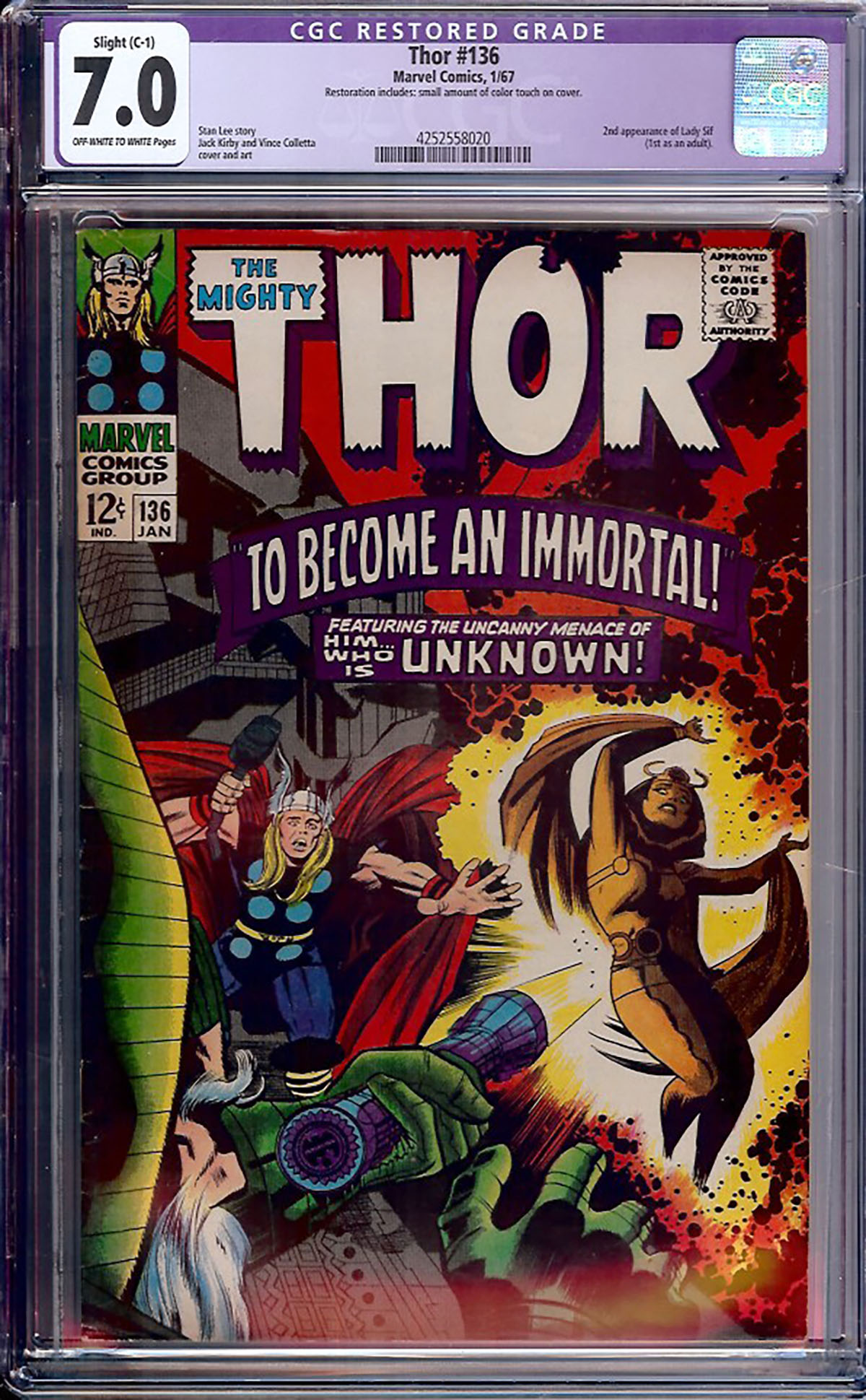 Thor #136 CGC 7.0 ow/w