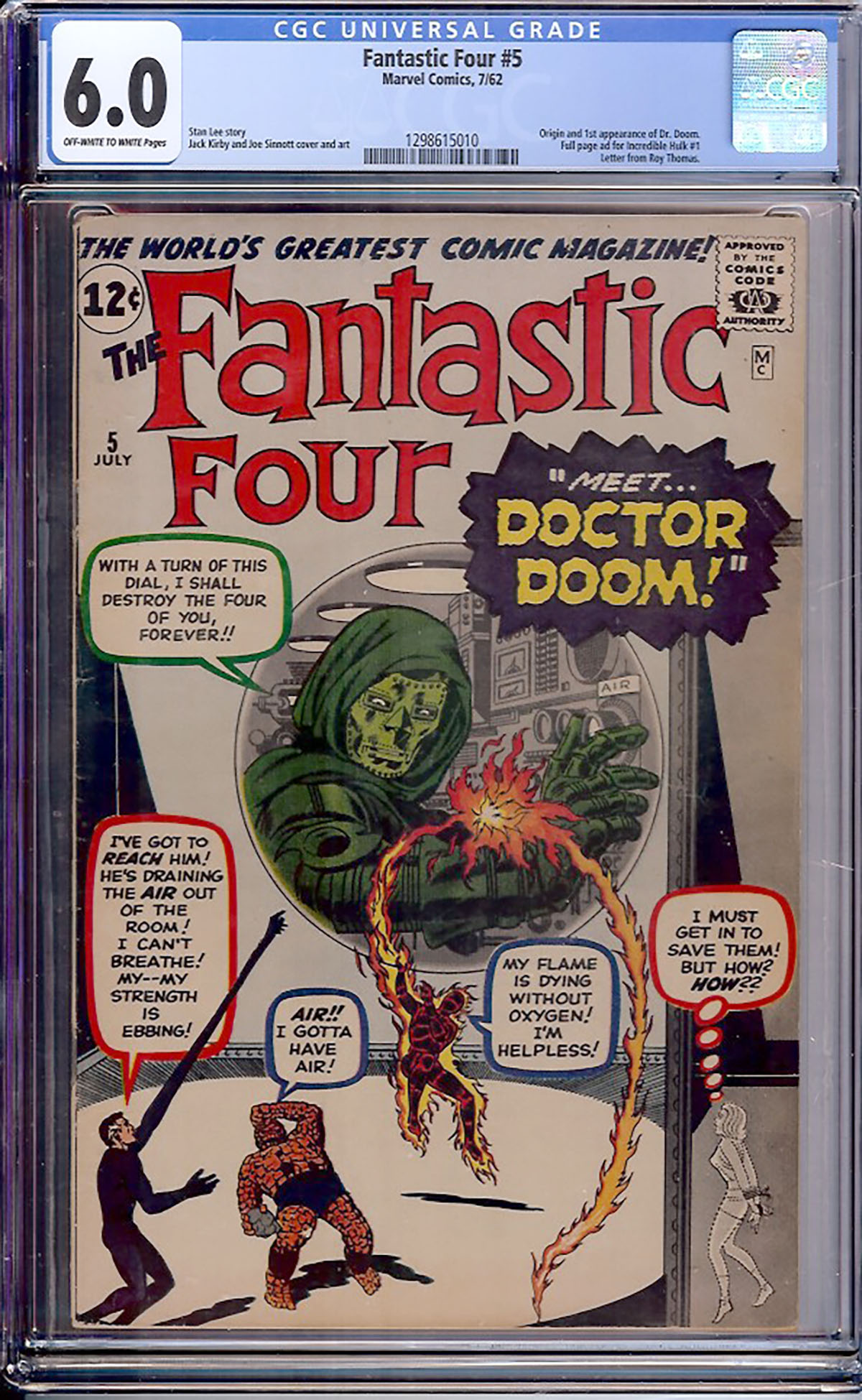 Fantastic Four #5 CGC 6.0 ow/w