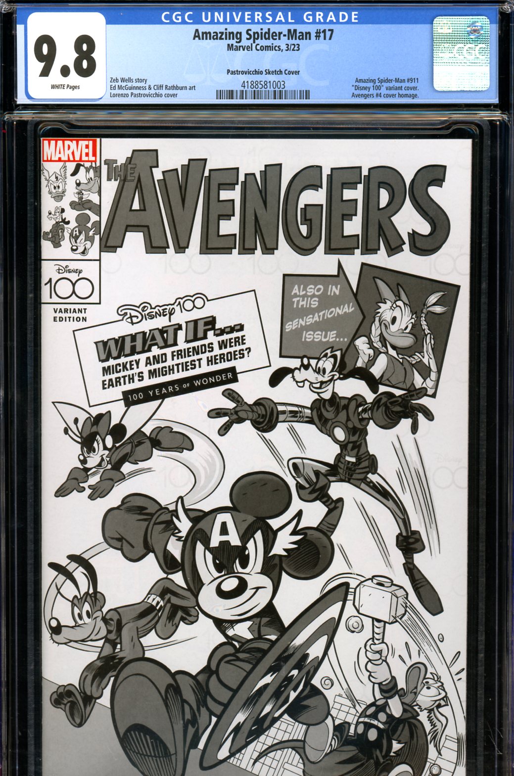 Amazing Spider-Man #17 CGC 9.8 w Pastrovicchio Sketch Cover