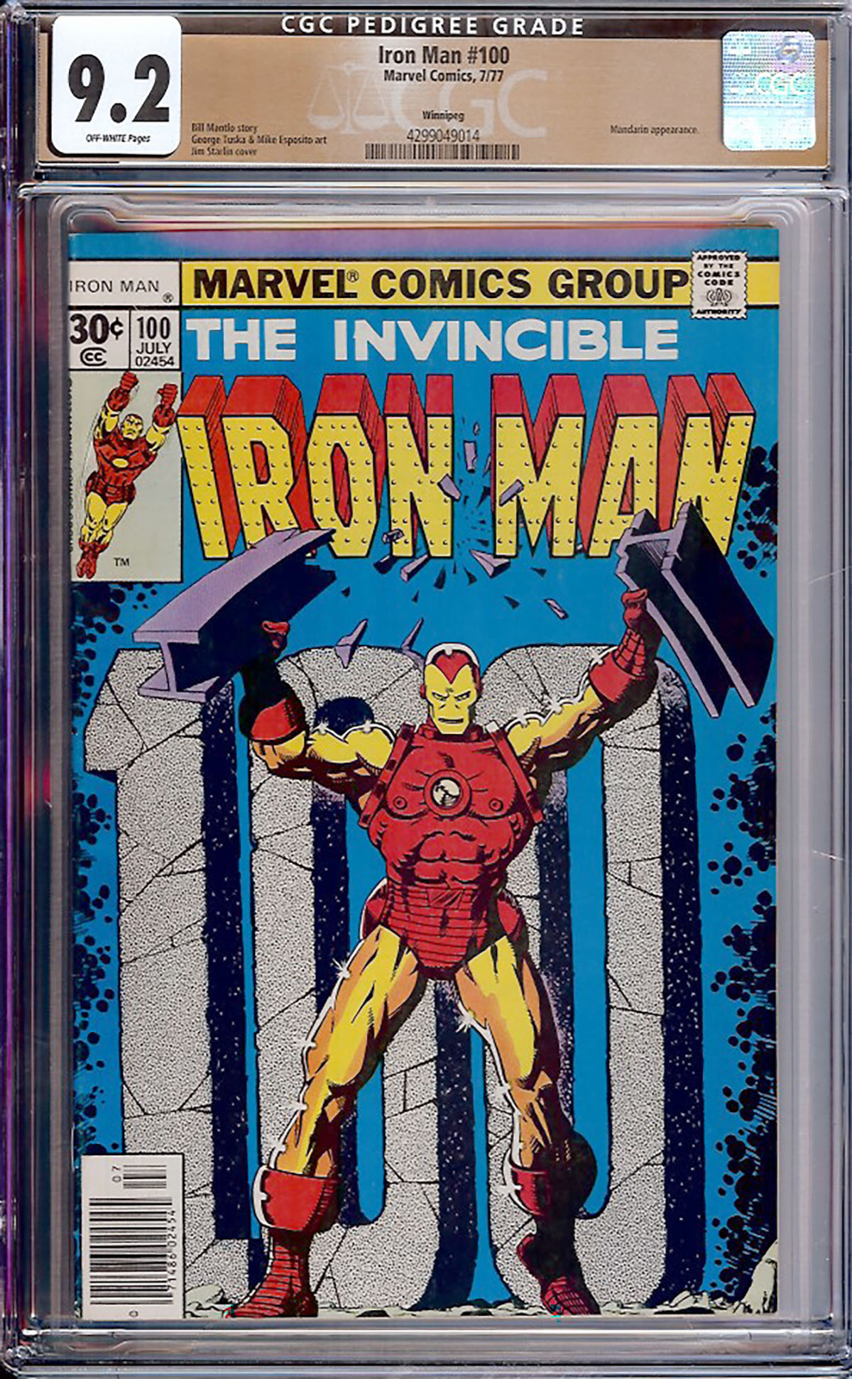 Iron Man #100 CGC 9.2 ow Winnipeg