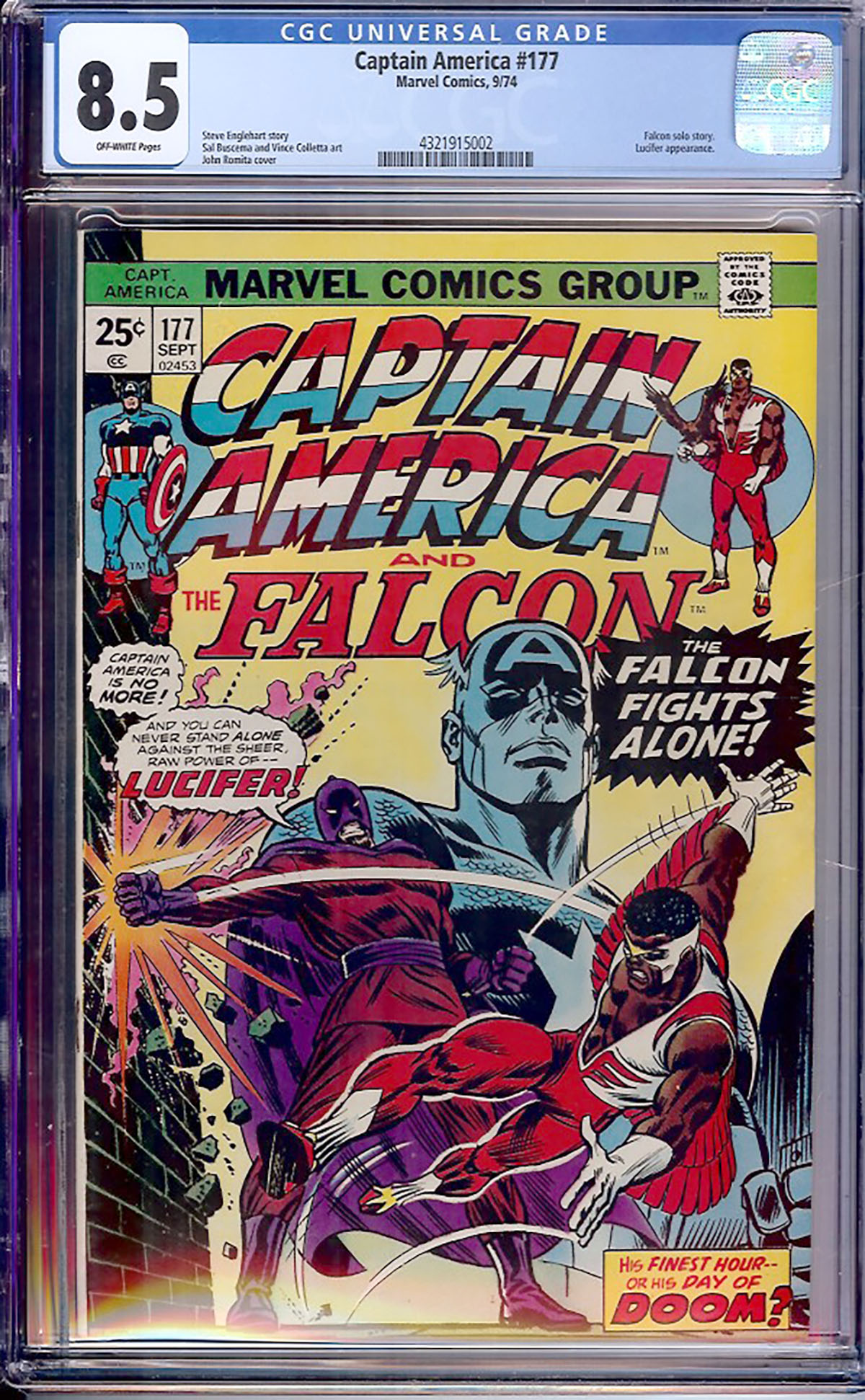 Captain America #177 CGC 8.5 ow