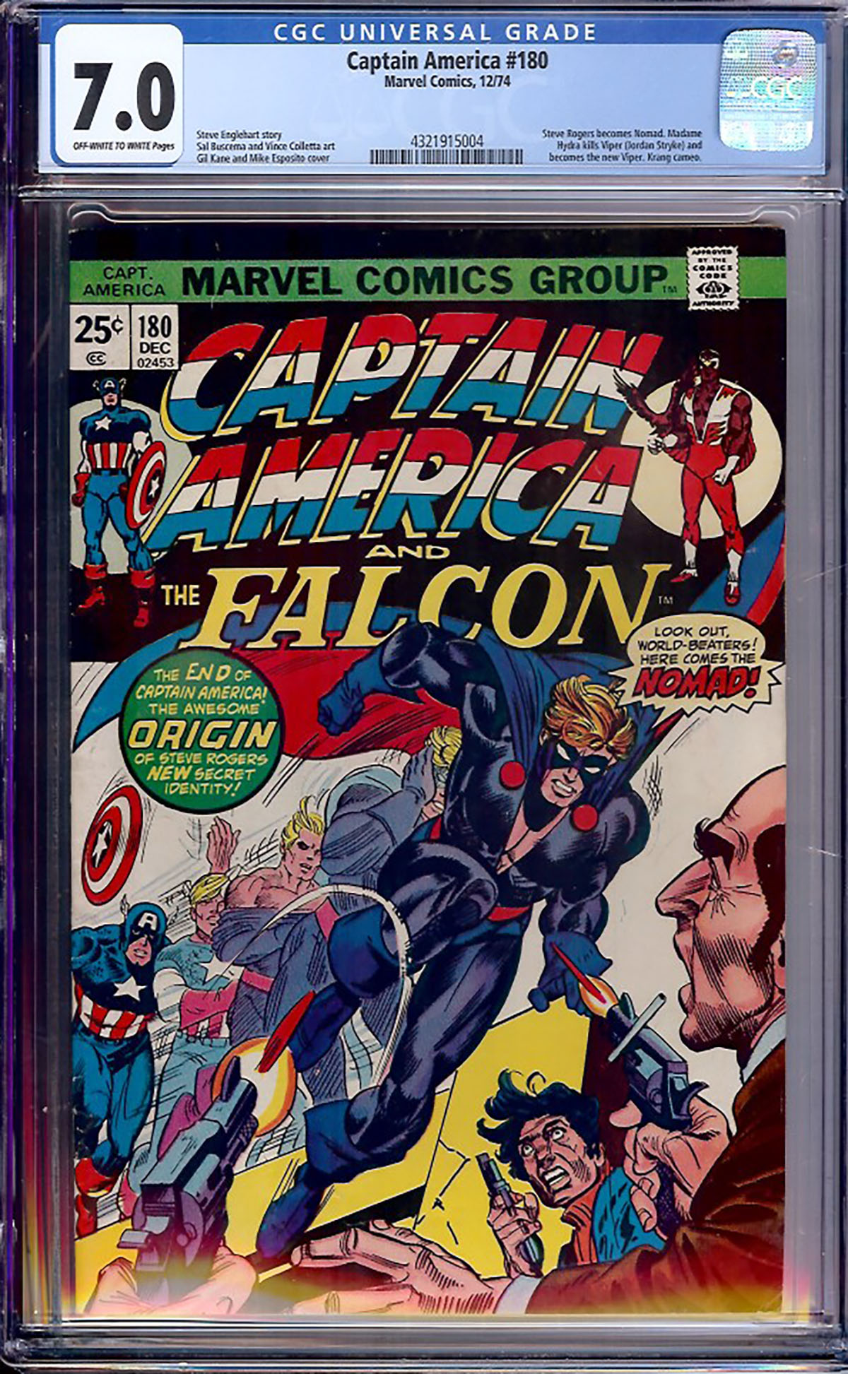 Captain America #180 CGC 7.0 ow/w