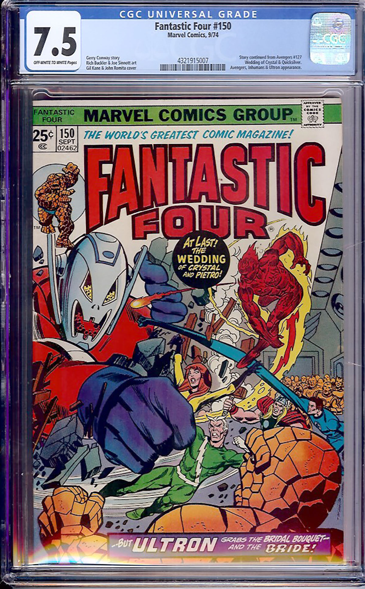 Fantastic Four #150 CGC 7.5 ow/w