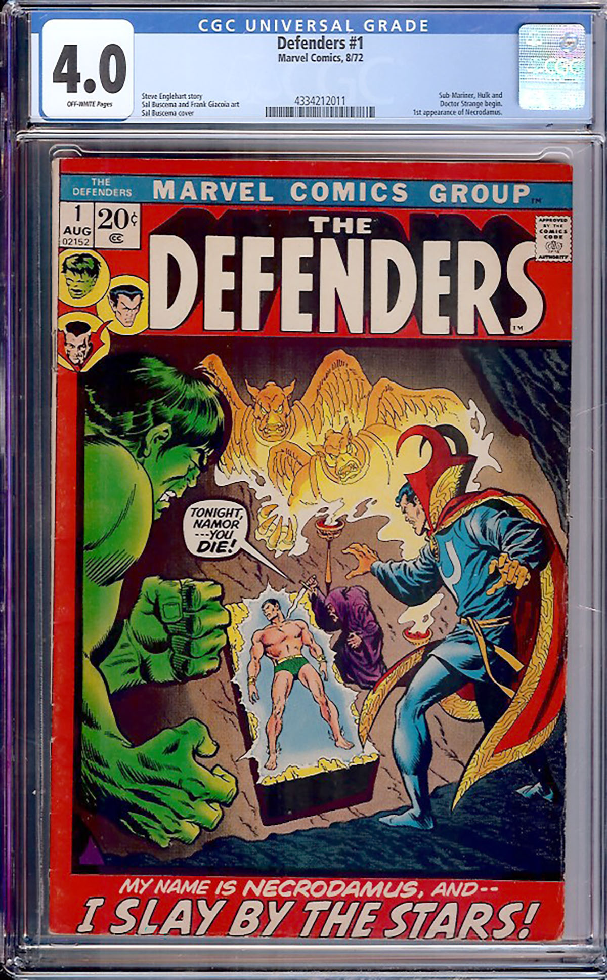 Defenders #1 CGC 4.0 ow