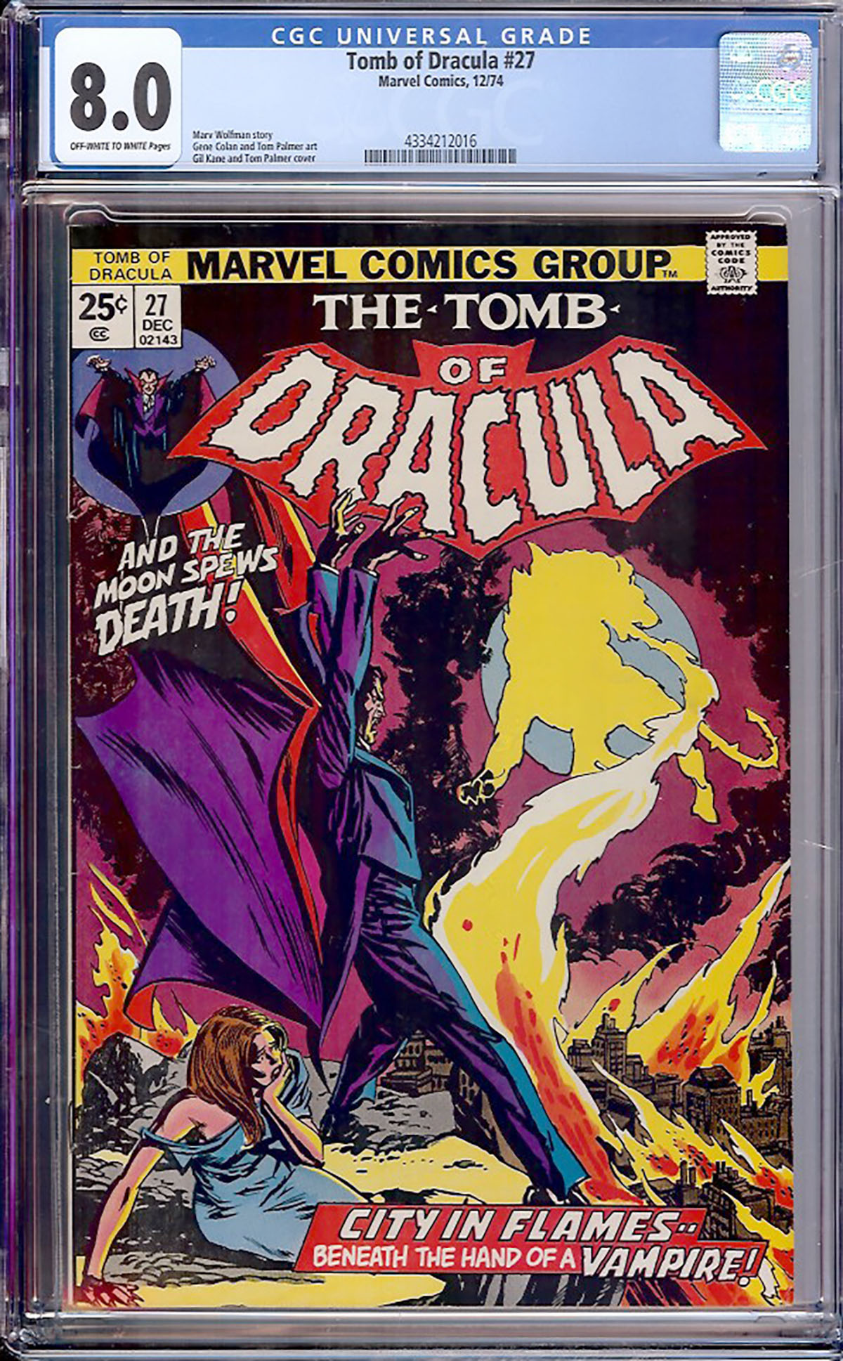 Tomb of Dracula #27 CGC 8.0 ow/w
