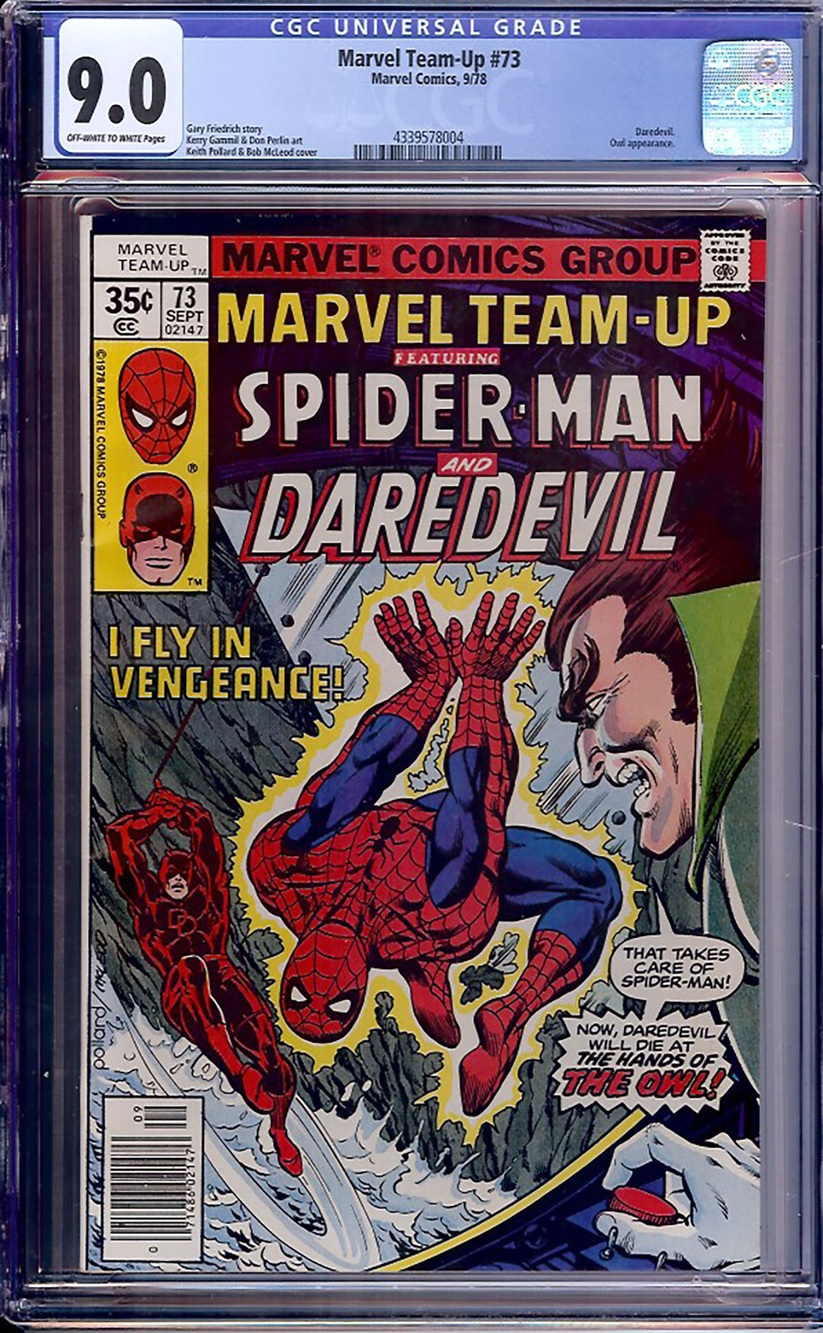 Marvel Team-Up #73 CGC 9.0 ow/w