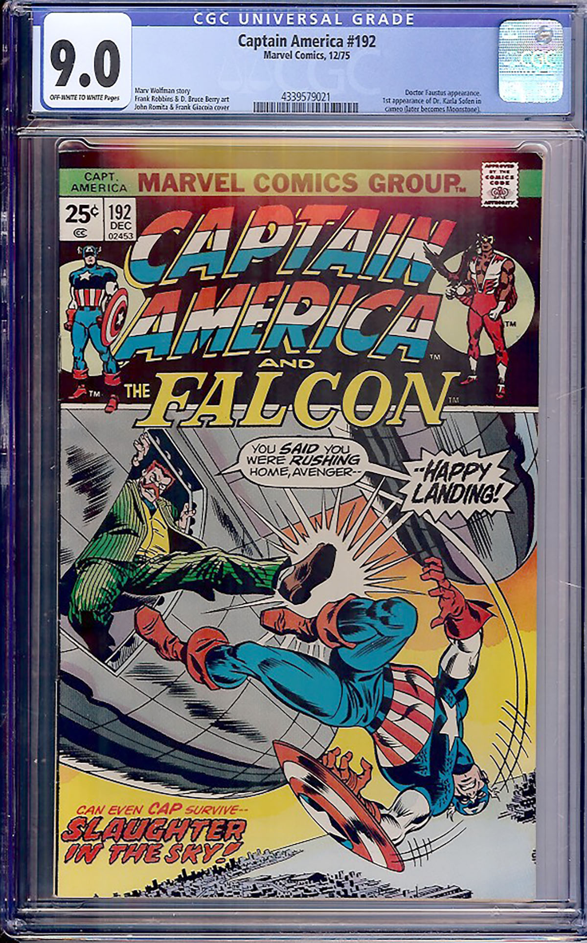 Captain America #192 CGC 9.0 ow/w