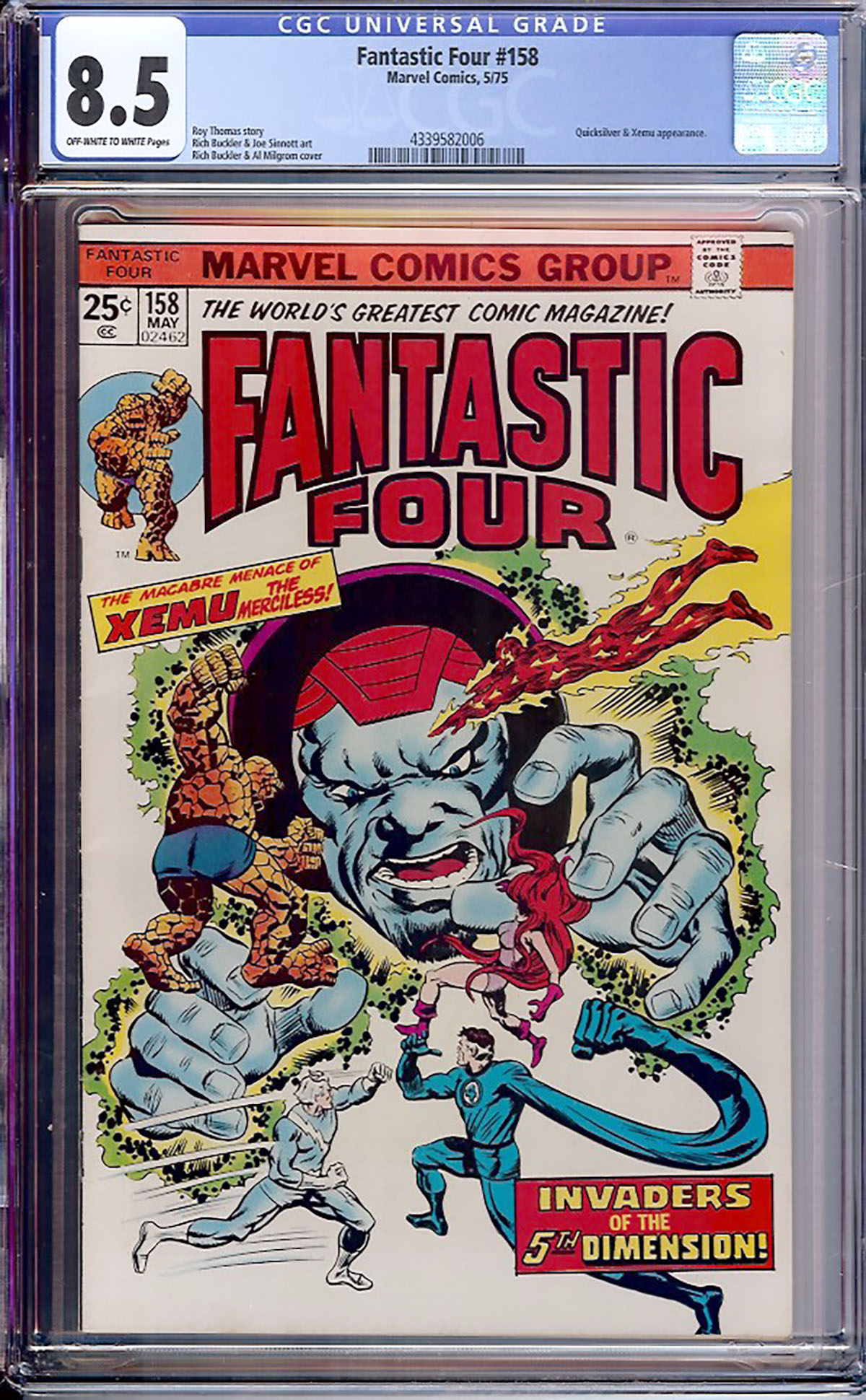 Fantastic Four #158 CGC 8.5 ow/w