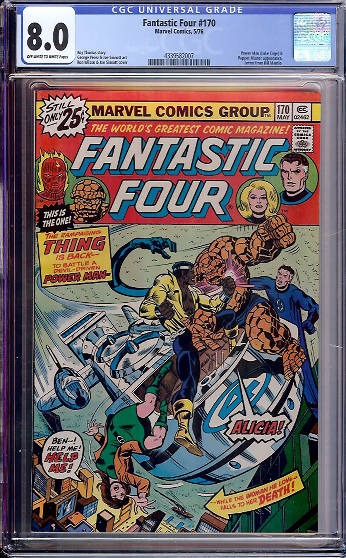 Fantastic Four #170 CGC 8.0 ow/w