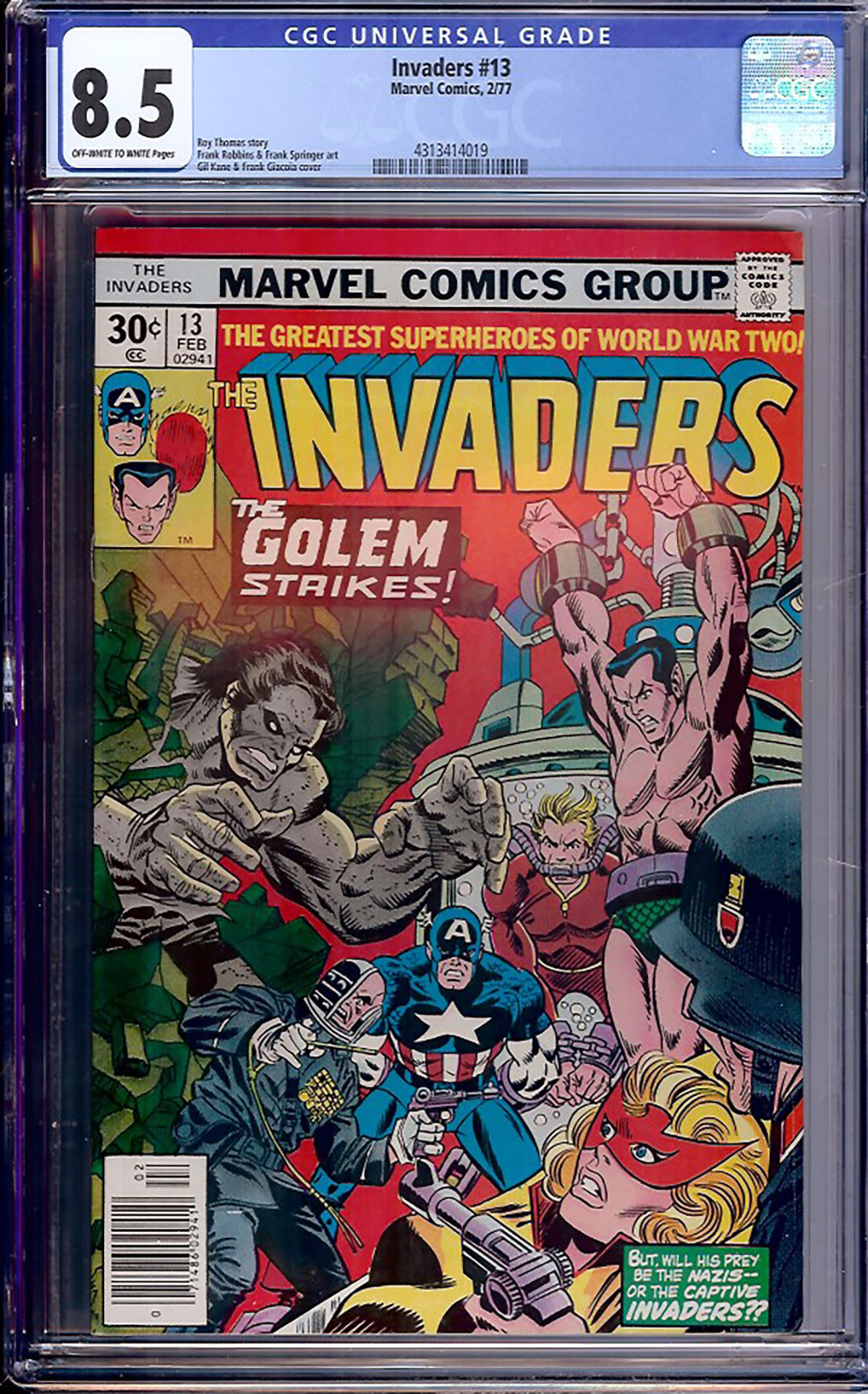 Invaders #13 CGC 8.5 ow/w