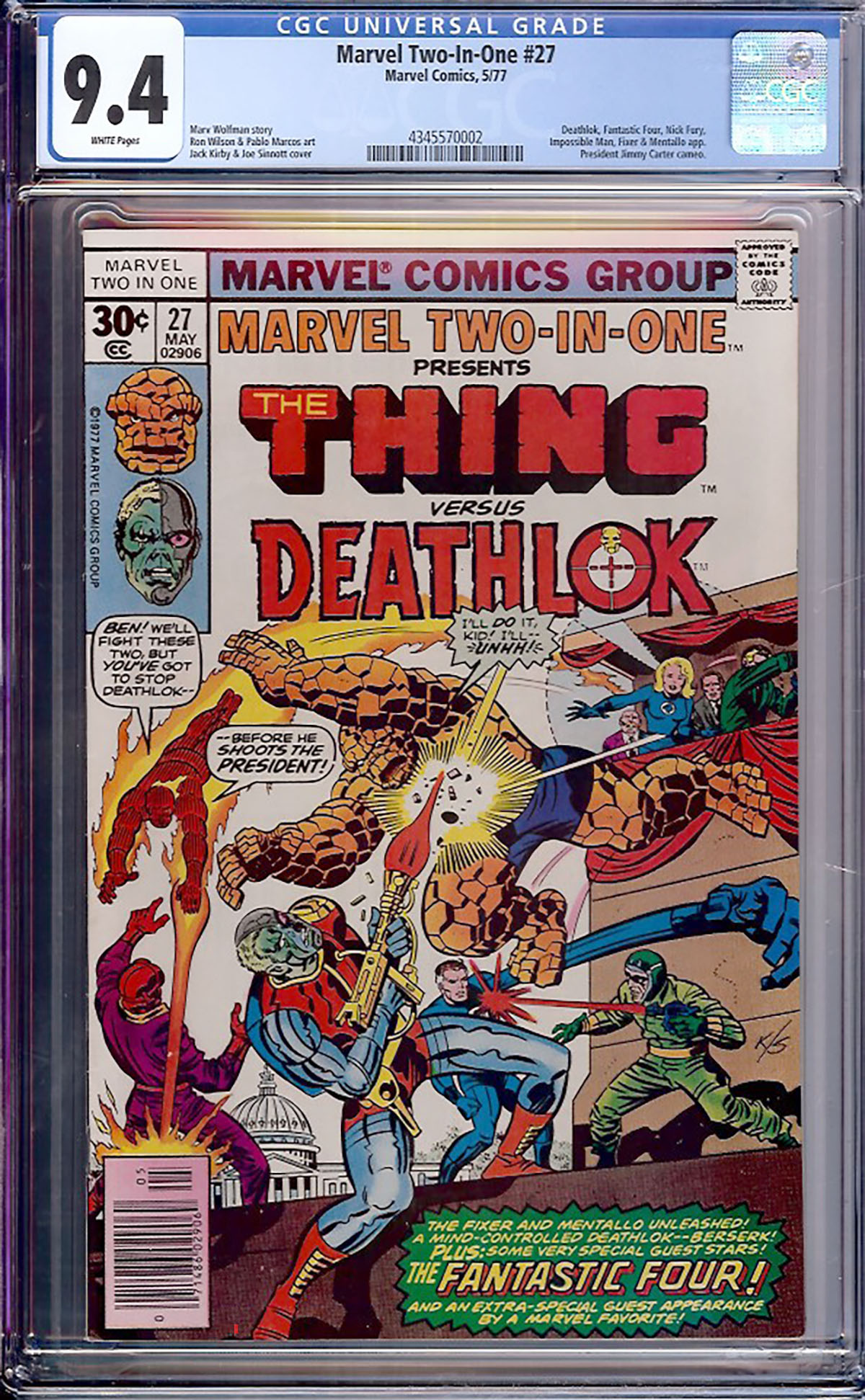 Marvel Two-In-One #27 CGC 9.4 w