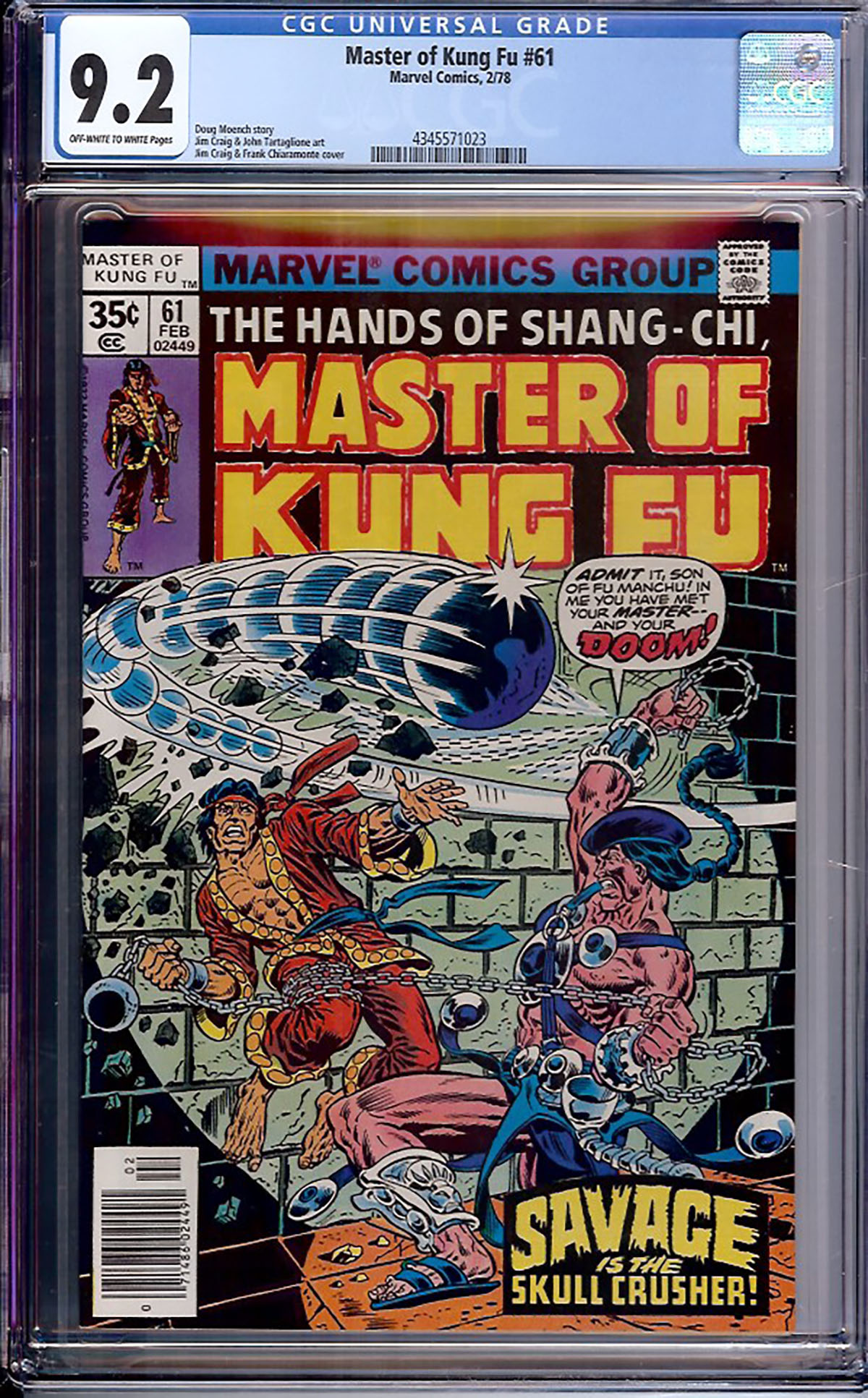 Master of Kung Fu #61 CGC 9.2 ow/w