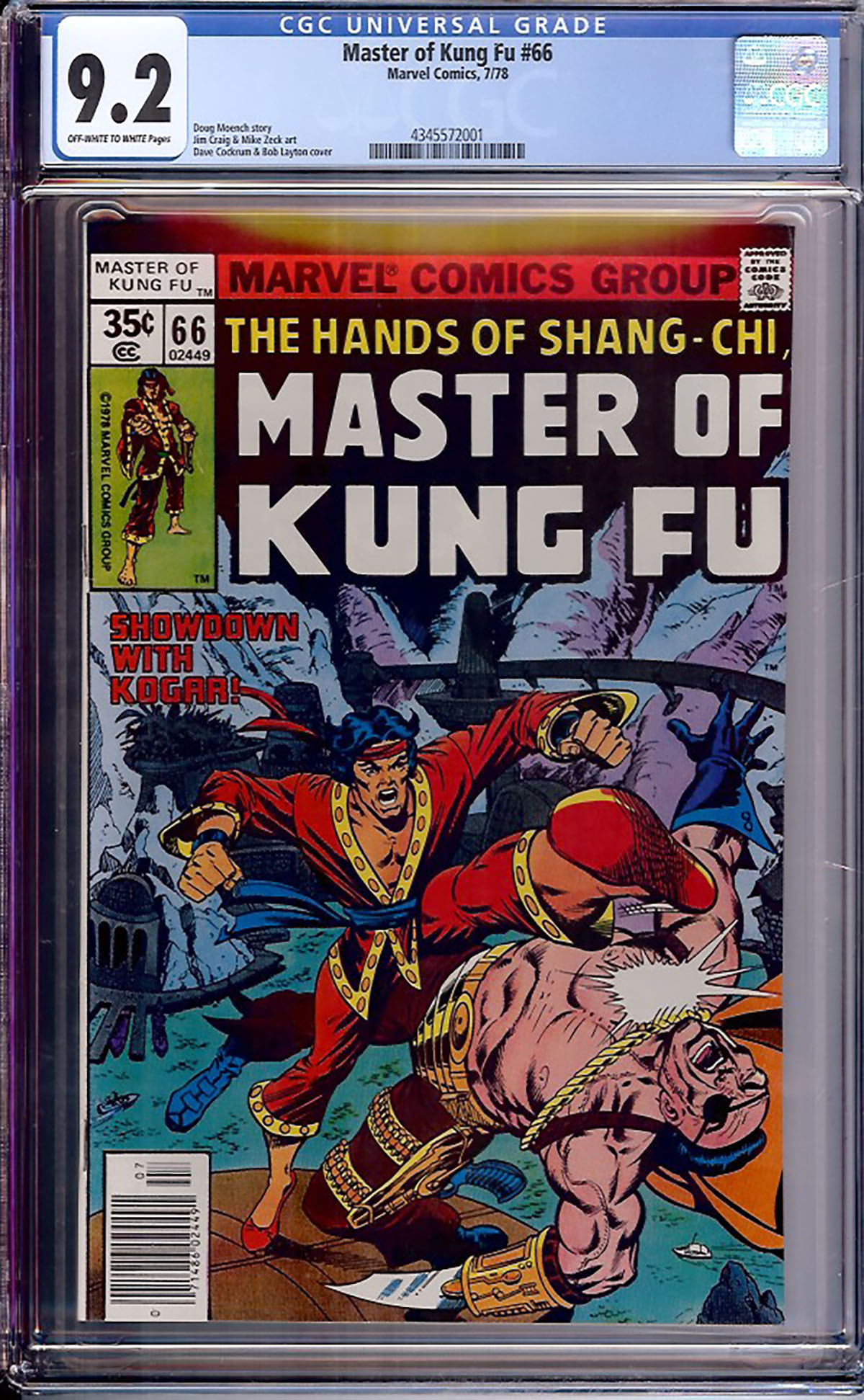 Master of Kung Fu #66 CGC 9.2 ow/w