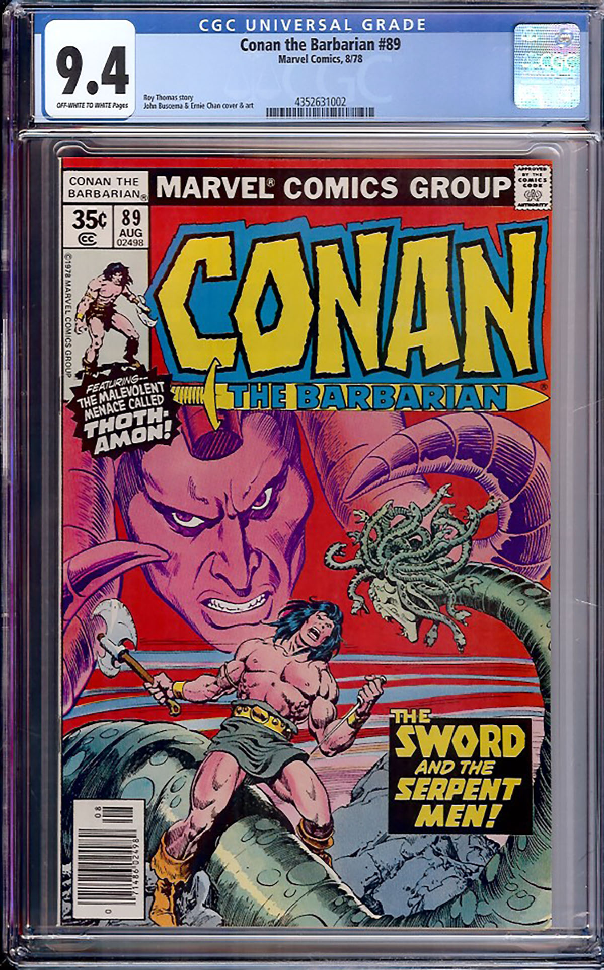 Conan The Barbarian #89 CGC 9.4 ow/w