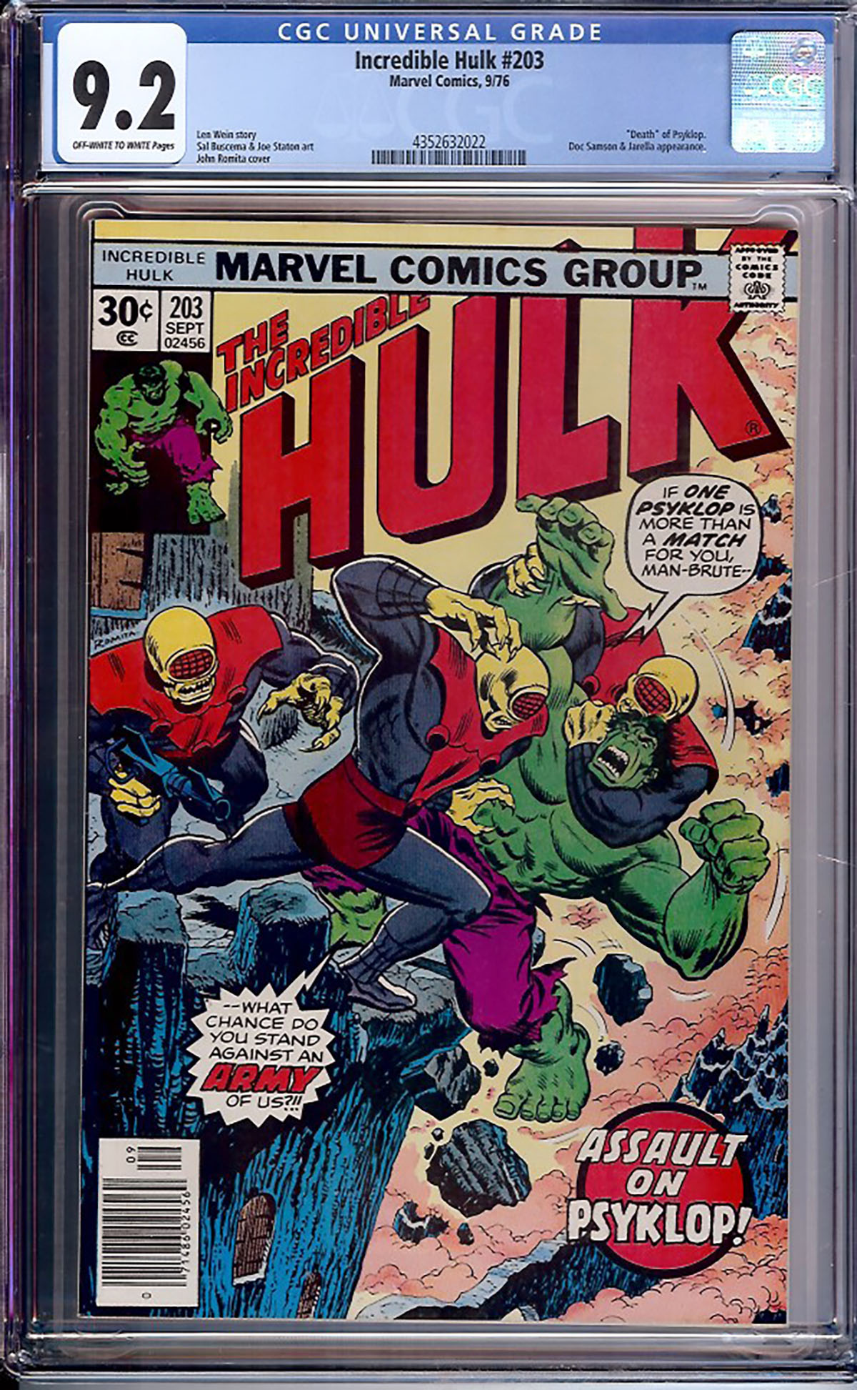 Incredible Hulk #203 CGC 9.2 ow/w