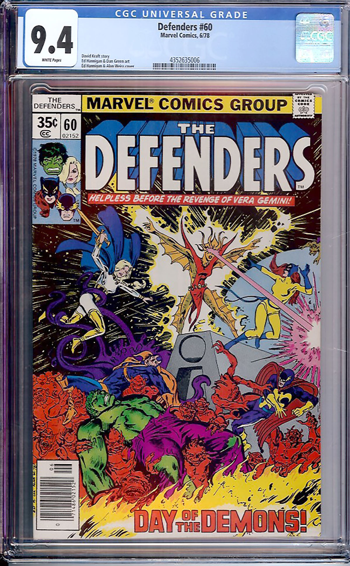 Defenders #60 CGC 9.4 w